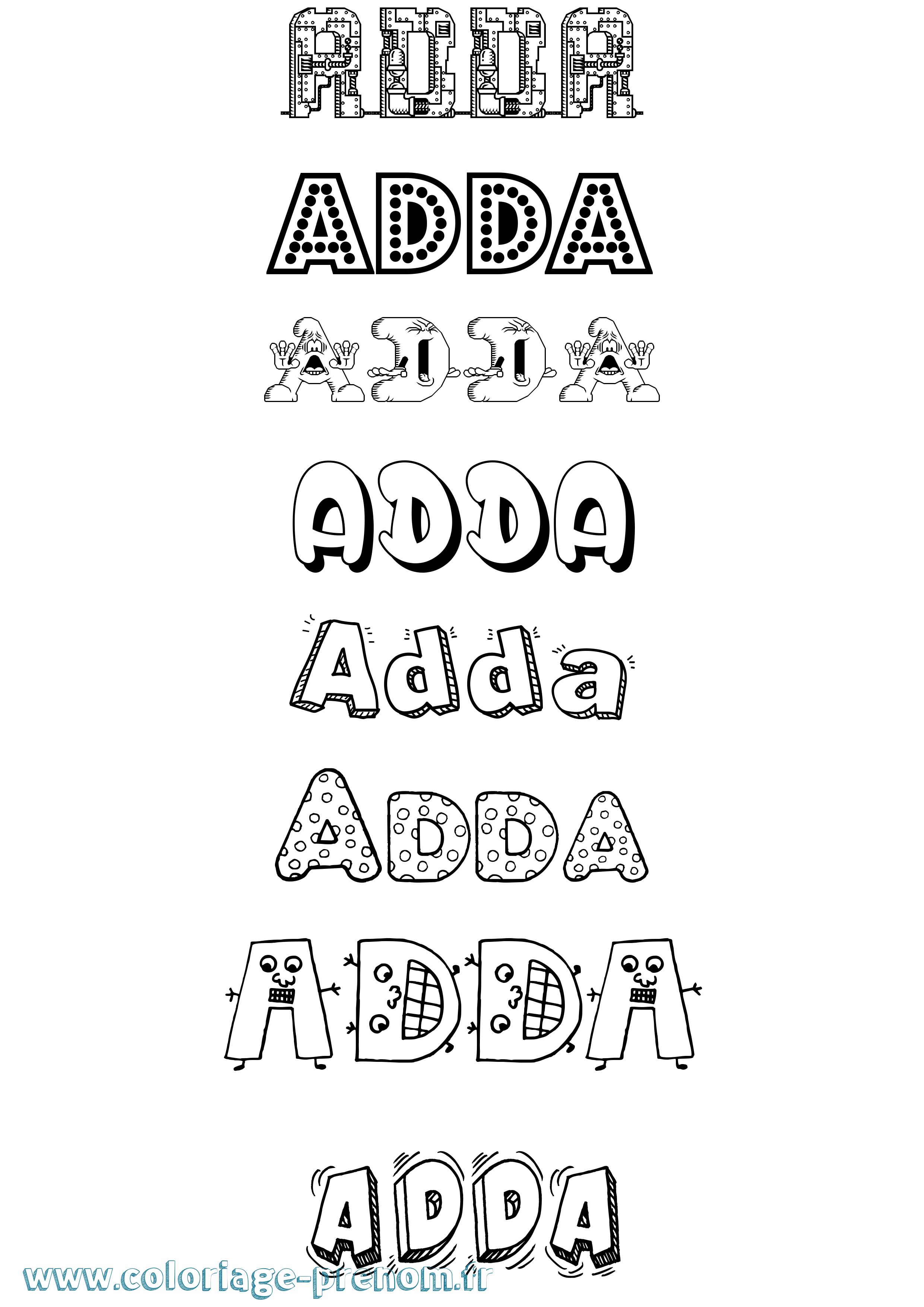 Coloriage Adda Fun Coloriage prénom Adda Fun