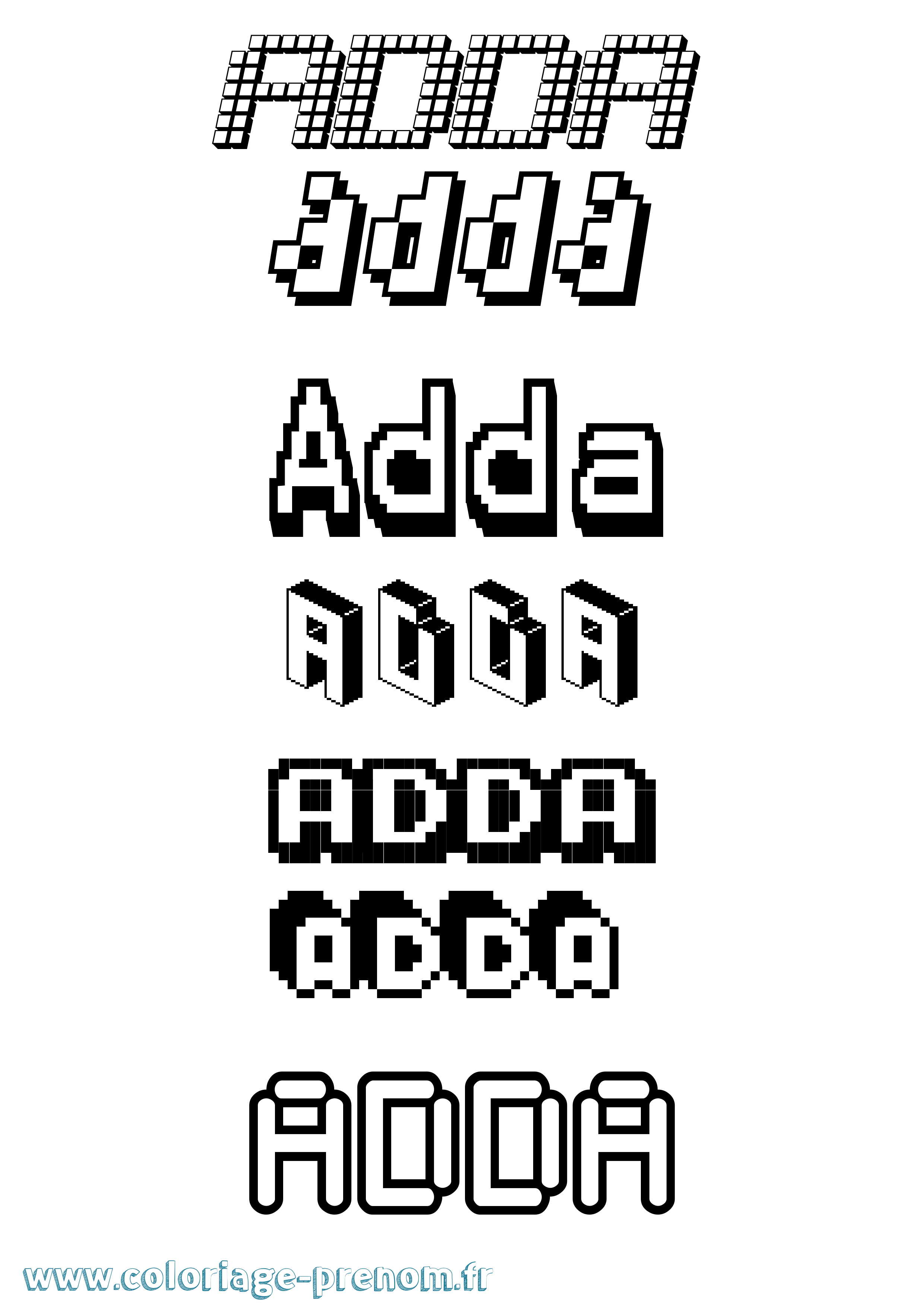 Coloriage Adda Pixel Coloriage prénom Adda Pixel