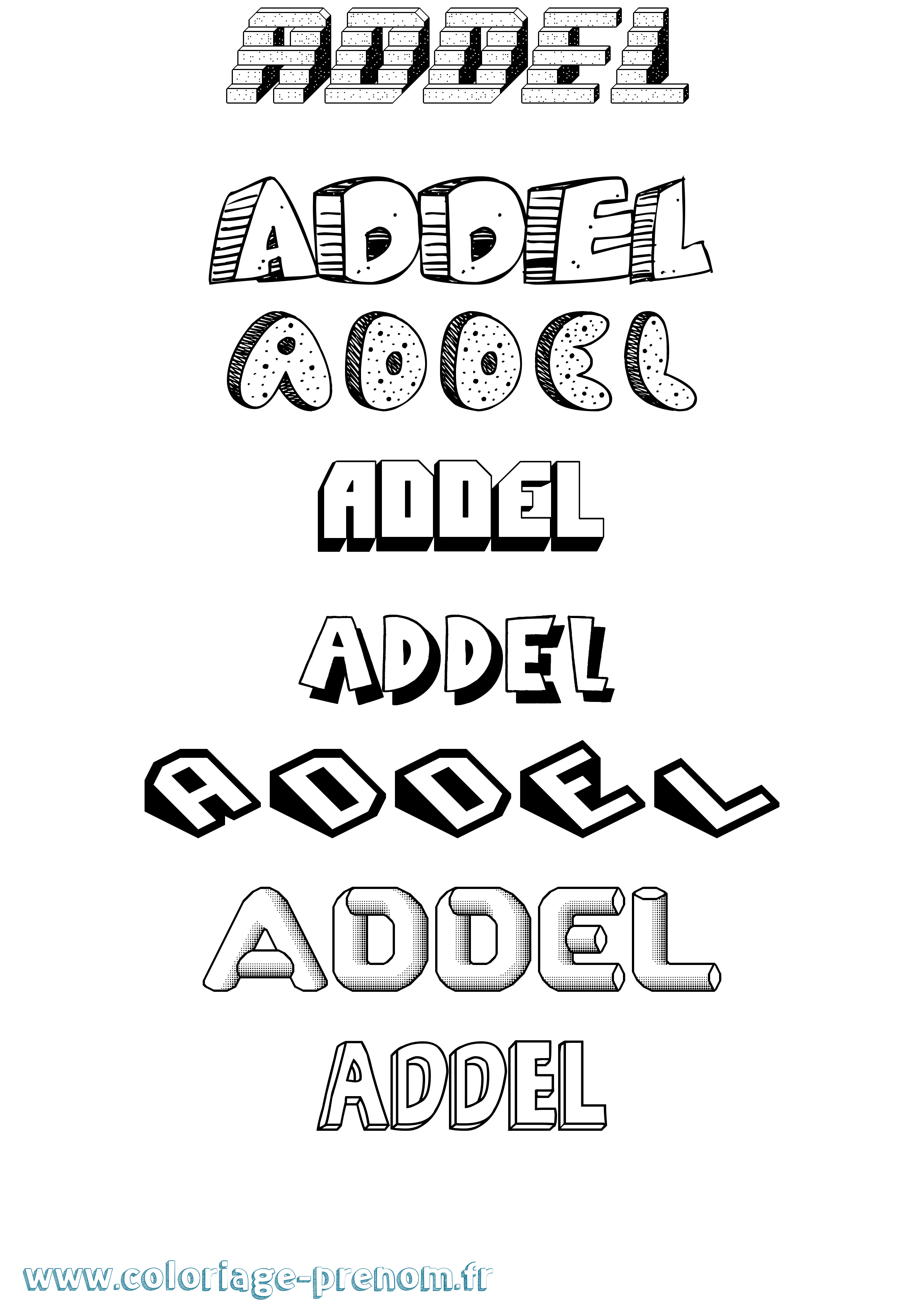Coloriage prénom Addel Effet 3D
