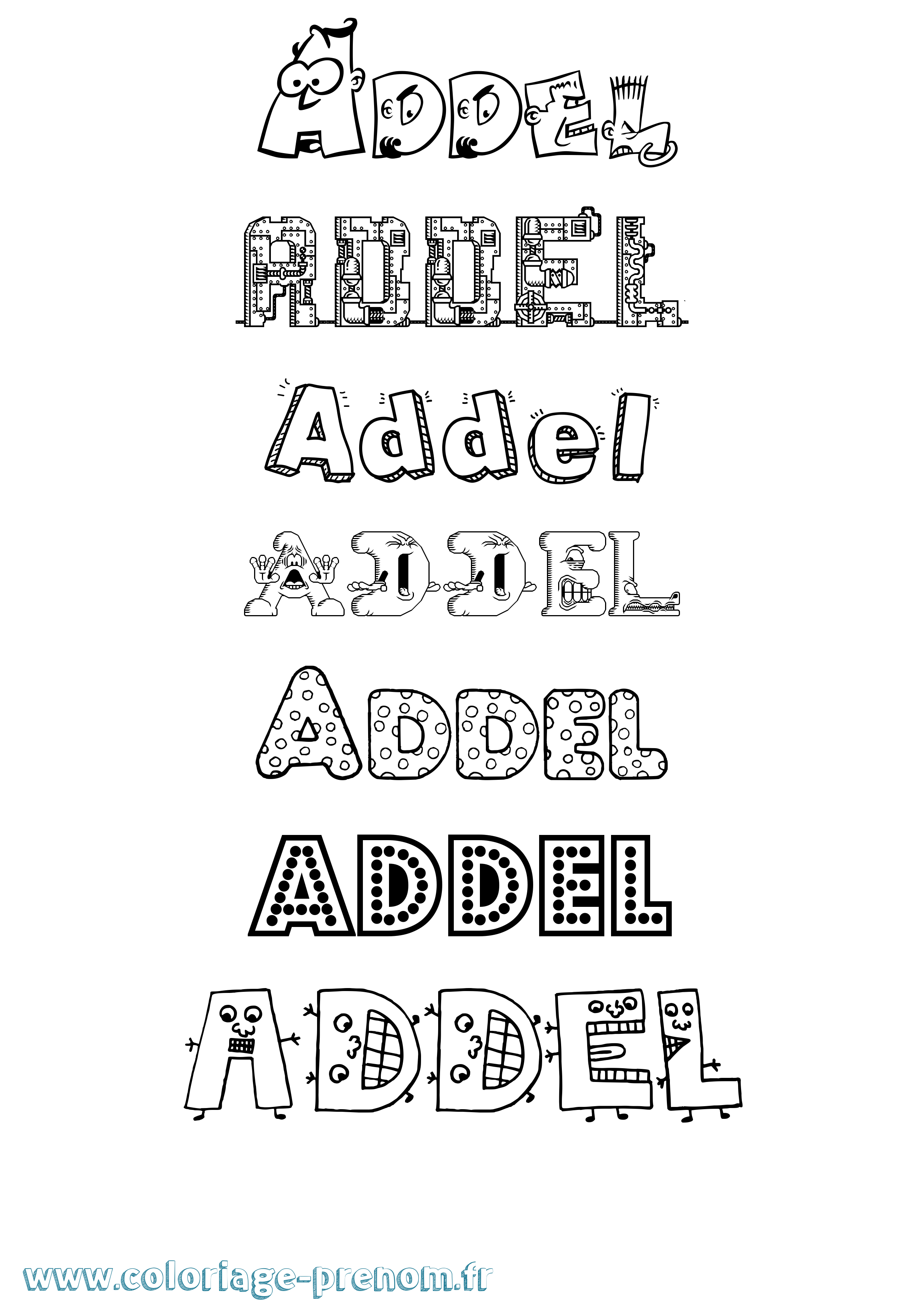 Coloriage prénom Addel Fun