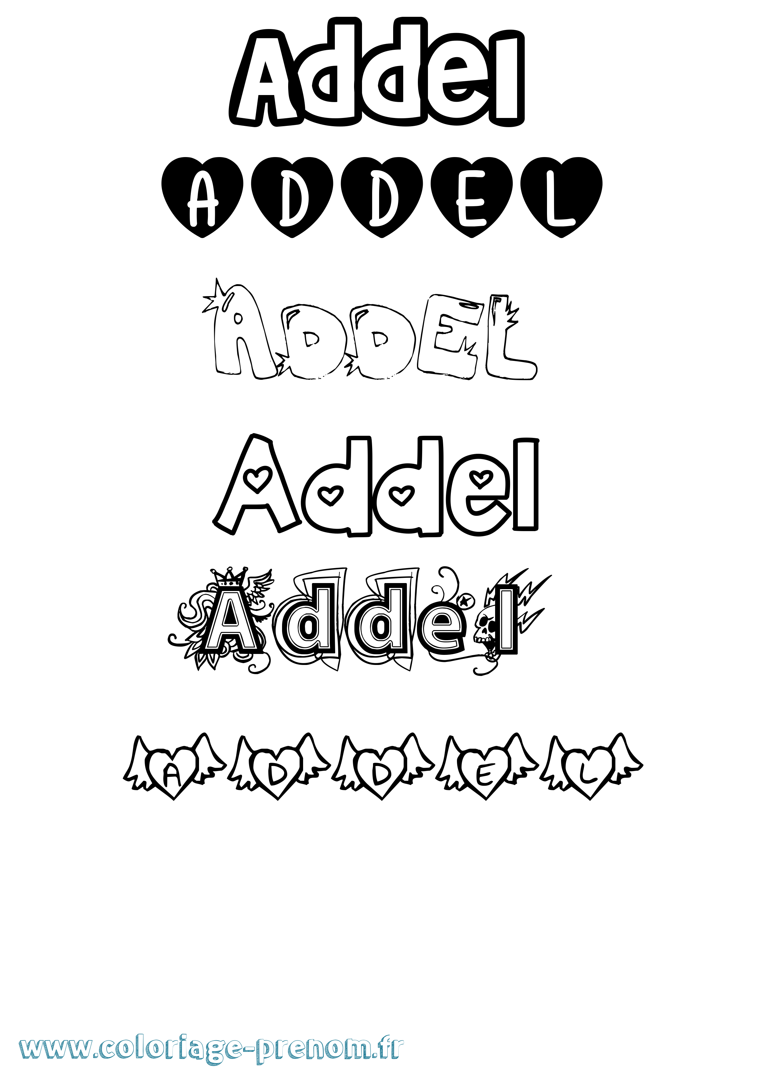 Coloriage prénom Addel Girly