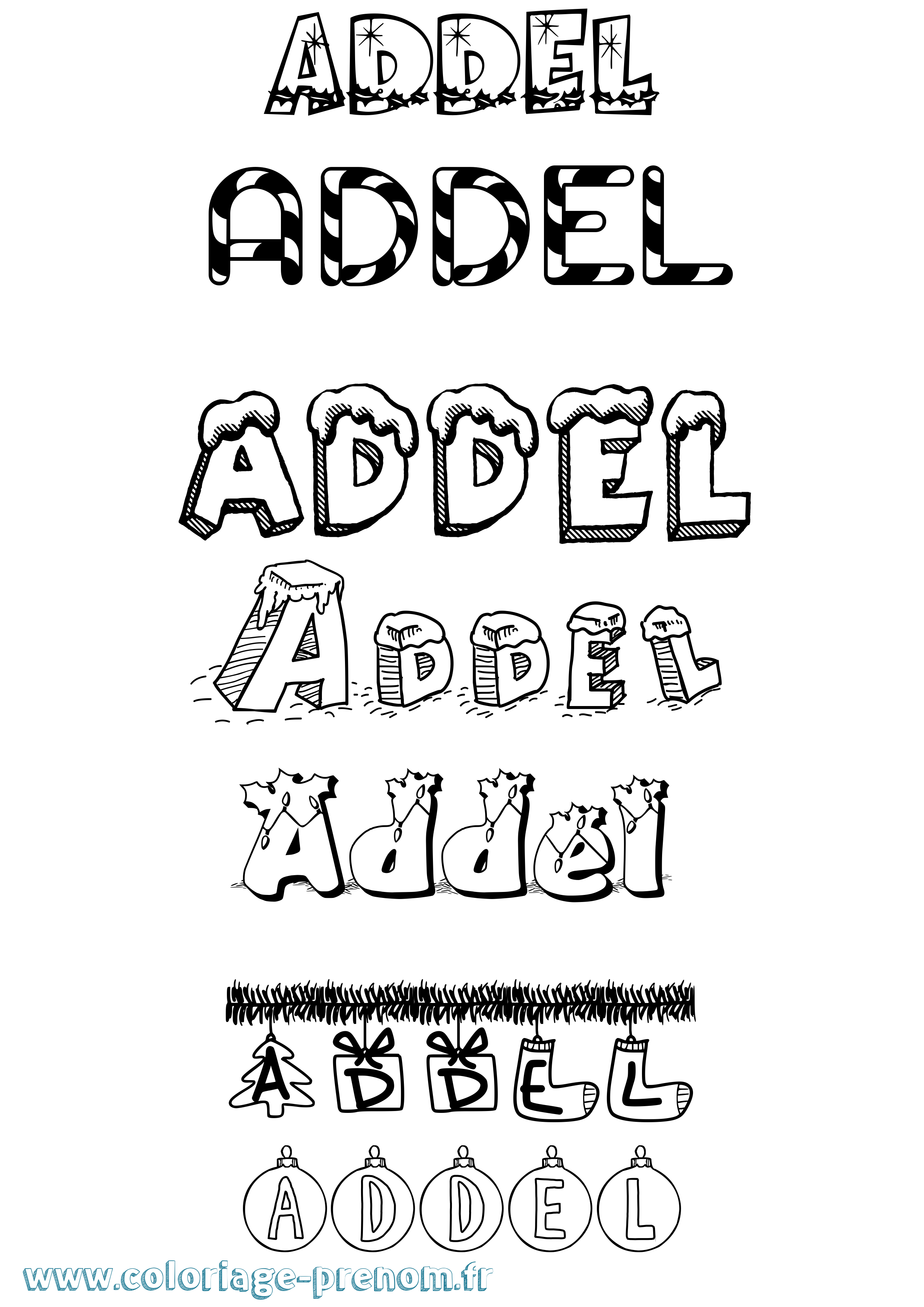 Coloriage prénom Addel Noël
