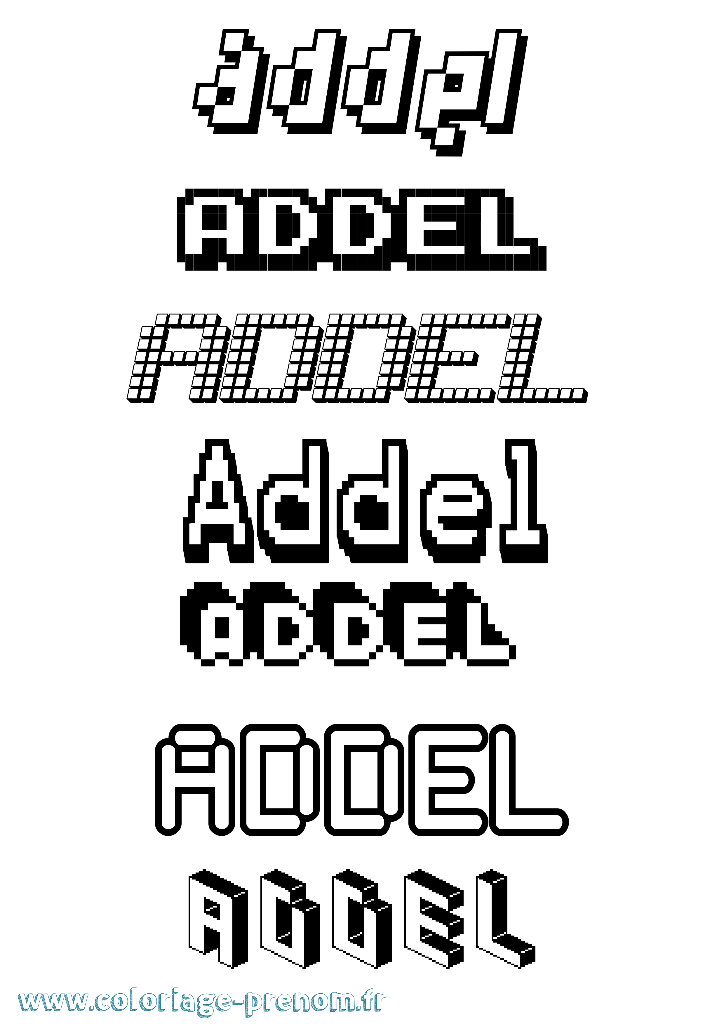 Coloriage prénom Addel Pixel
