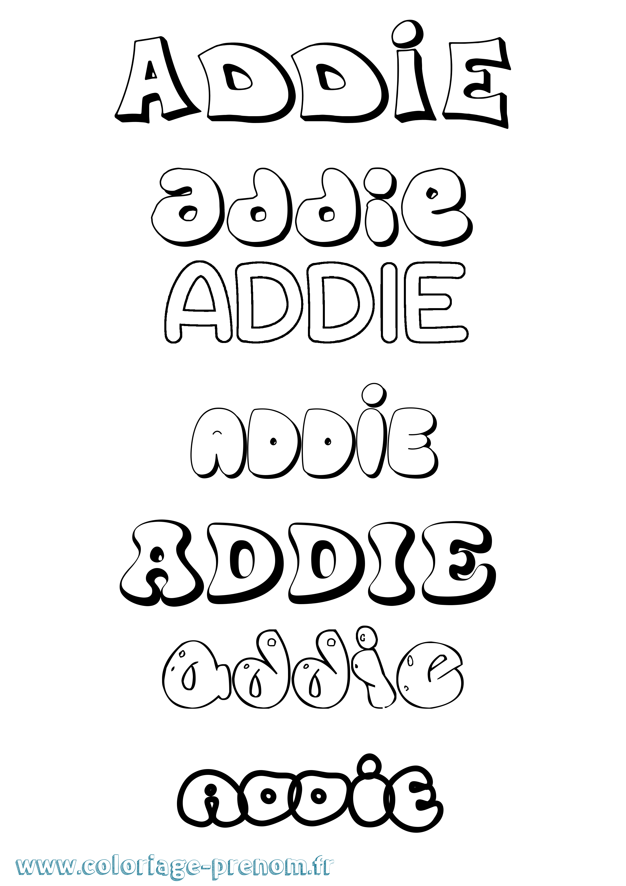 Coloriage prénom Addie Bubble