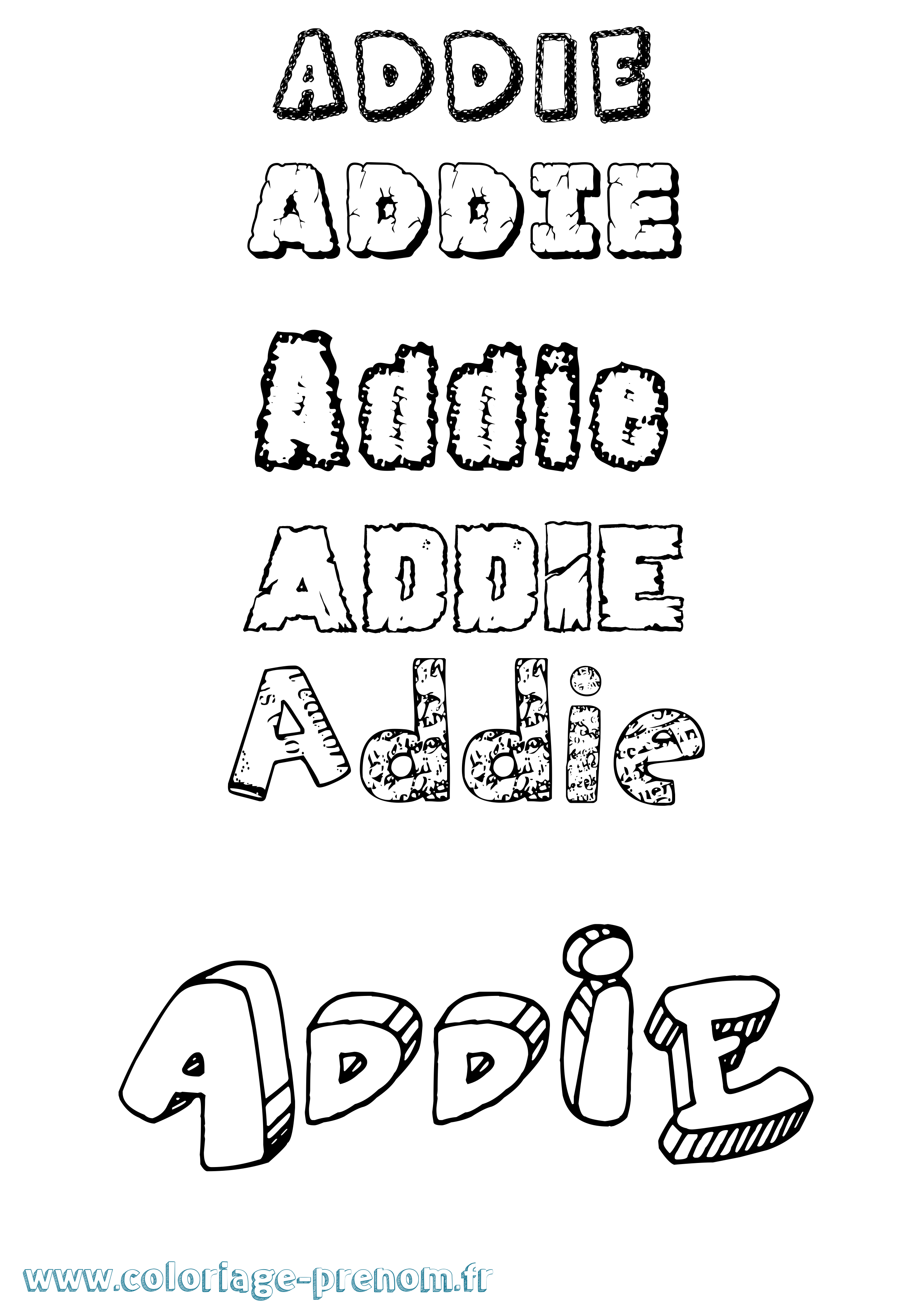 Coloriage prénom Addie Destructuré