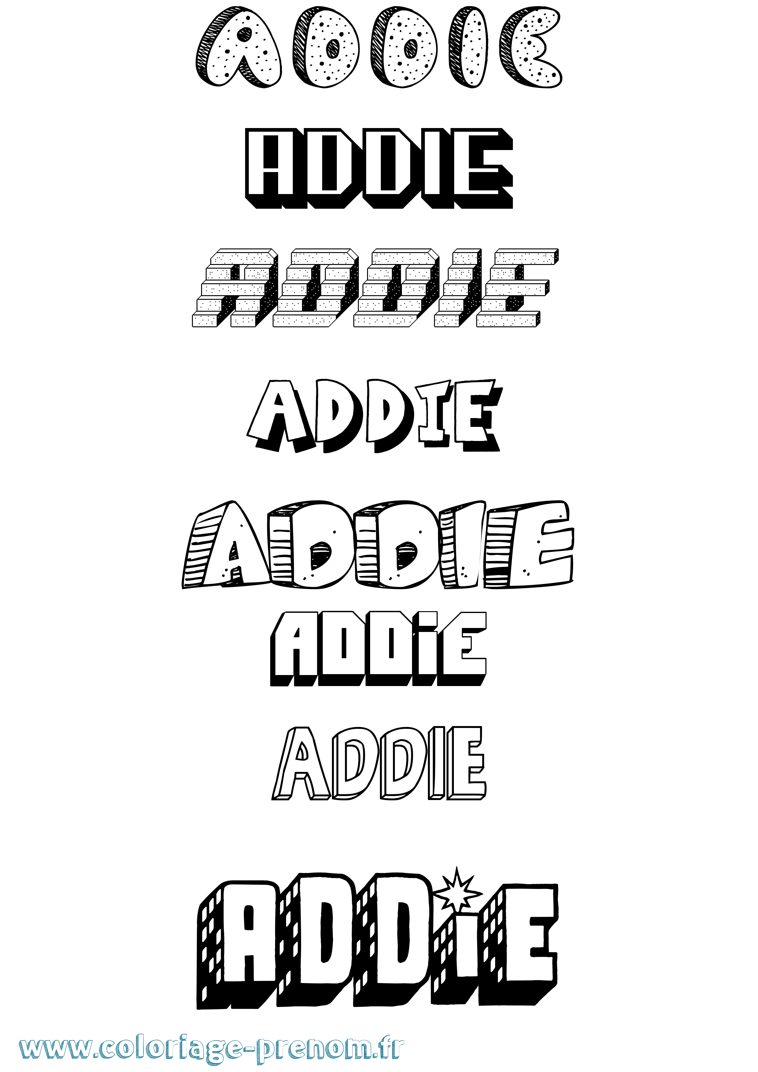 Coloriage prénom Addie Effet 3D