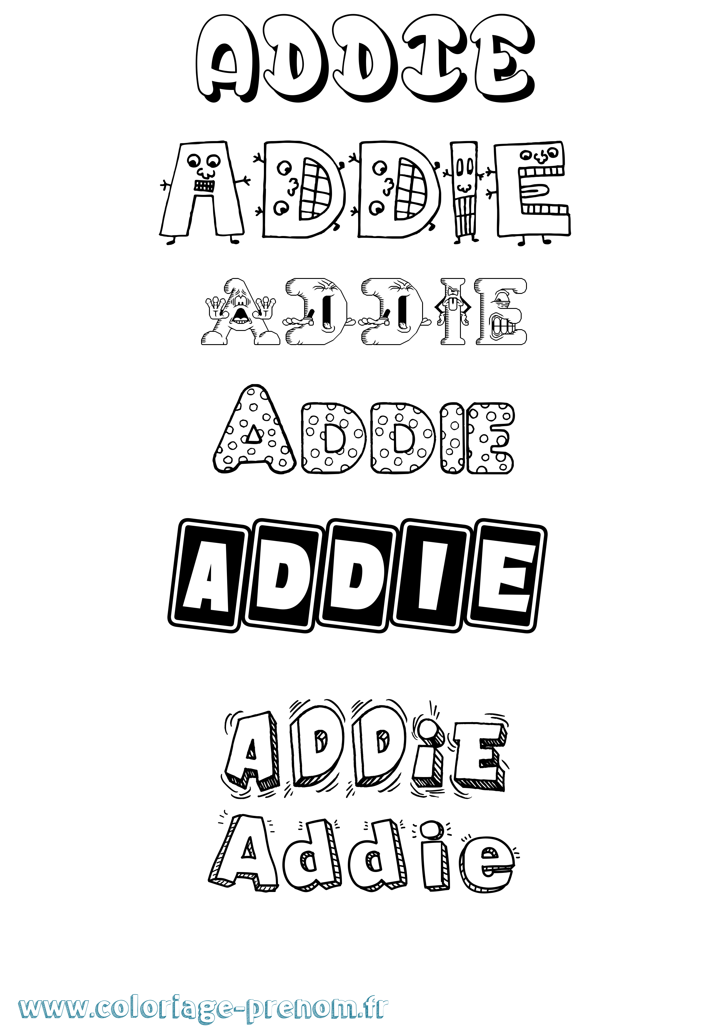 Coloriage prénom Addie Fun