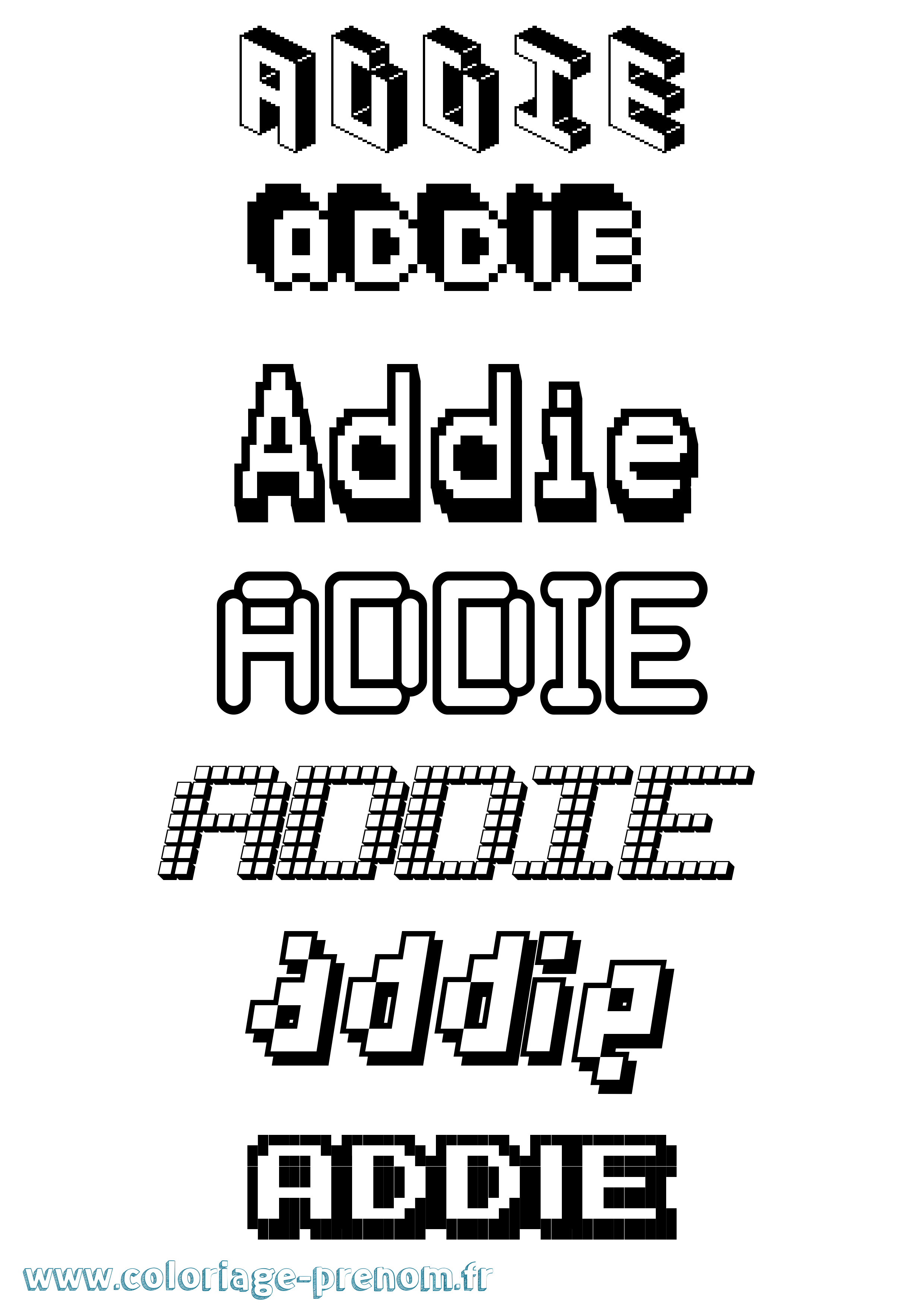 Coloriage prénom Addie Pixel