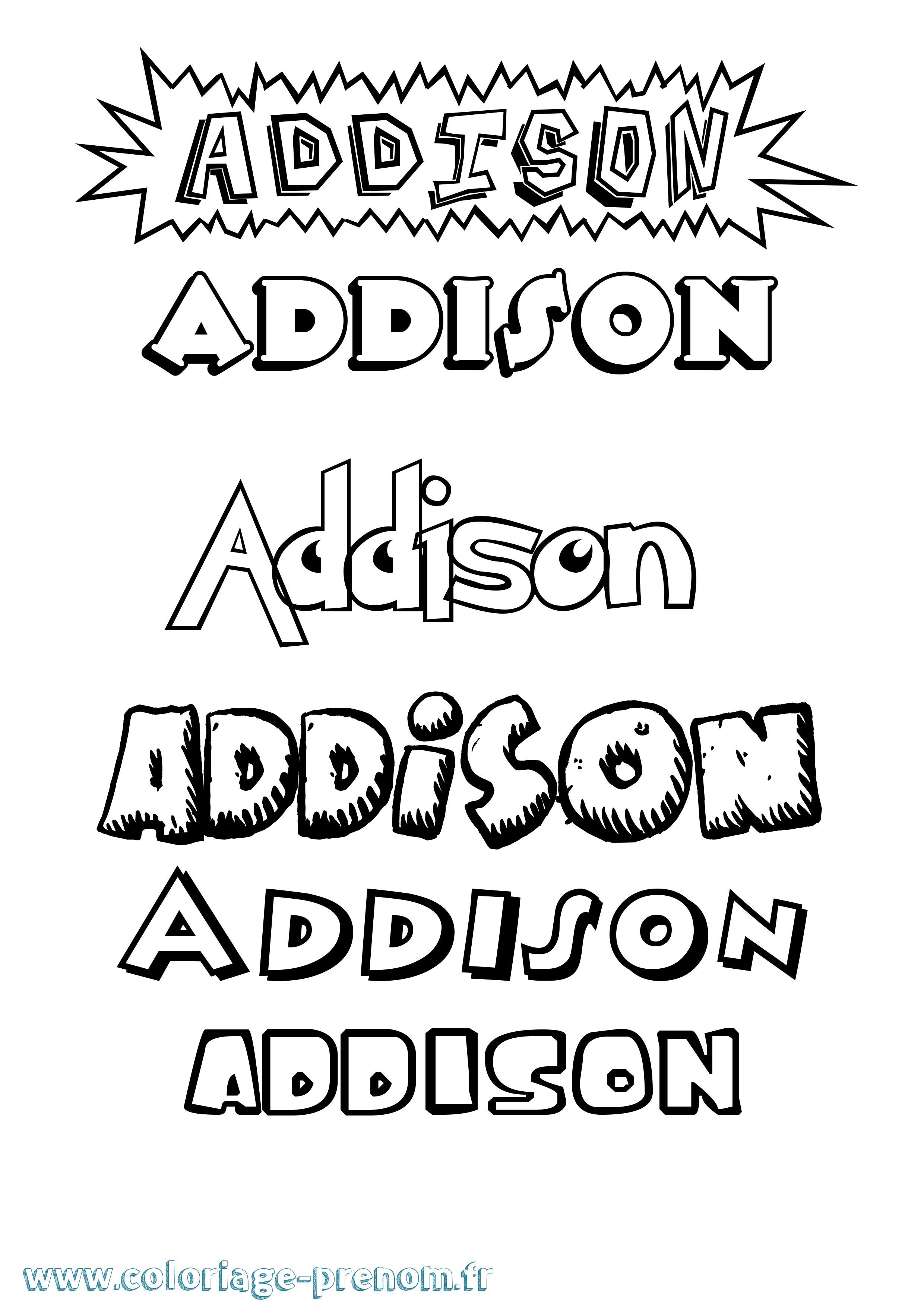 Coloriage prénom Addison Dessin Animé
