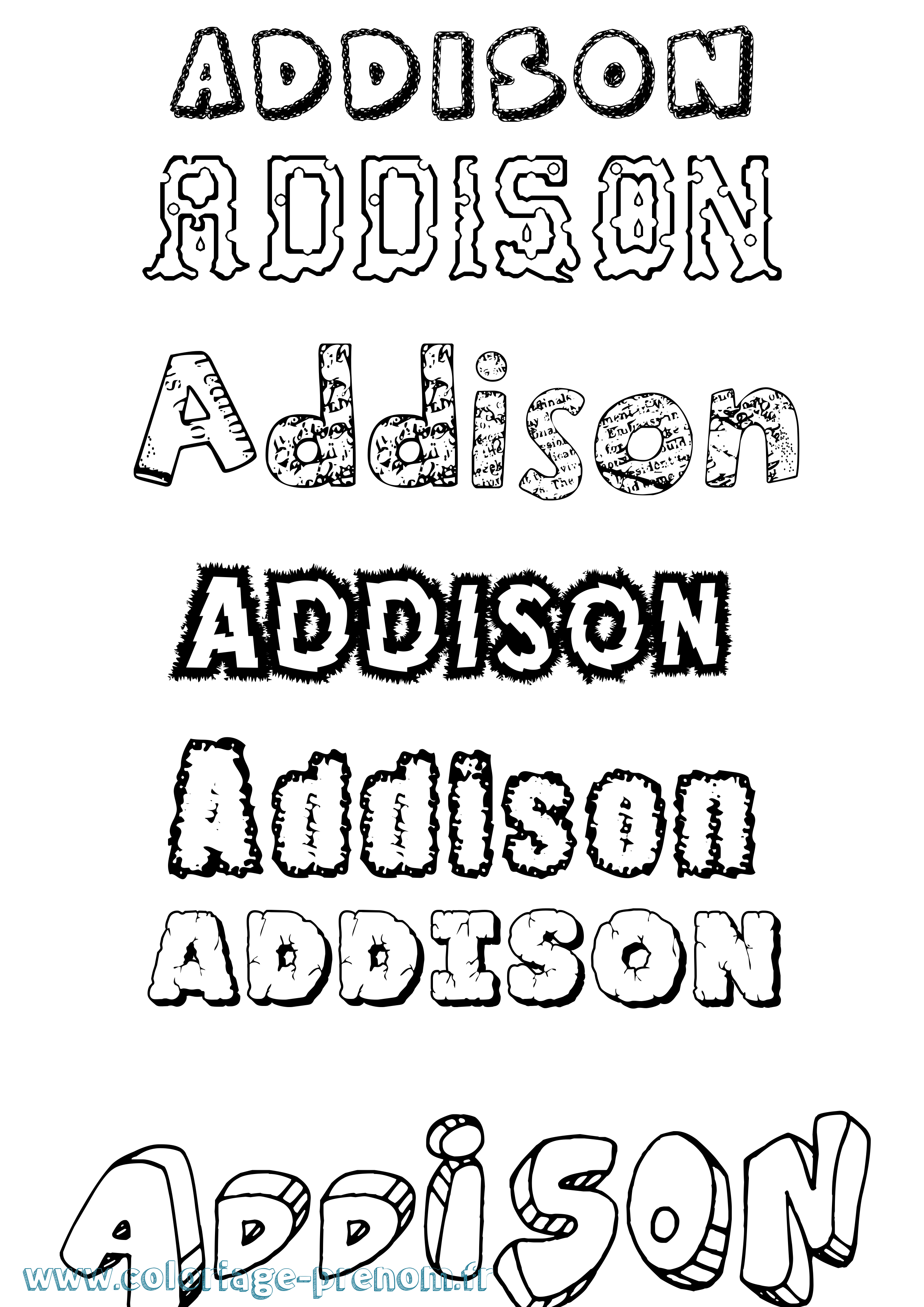 Coloriage prénom Addison Destructuré