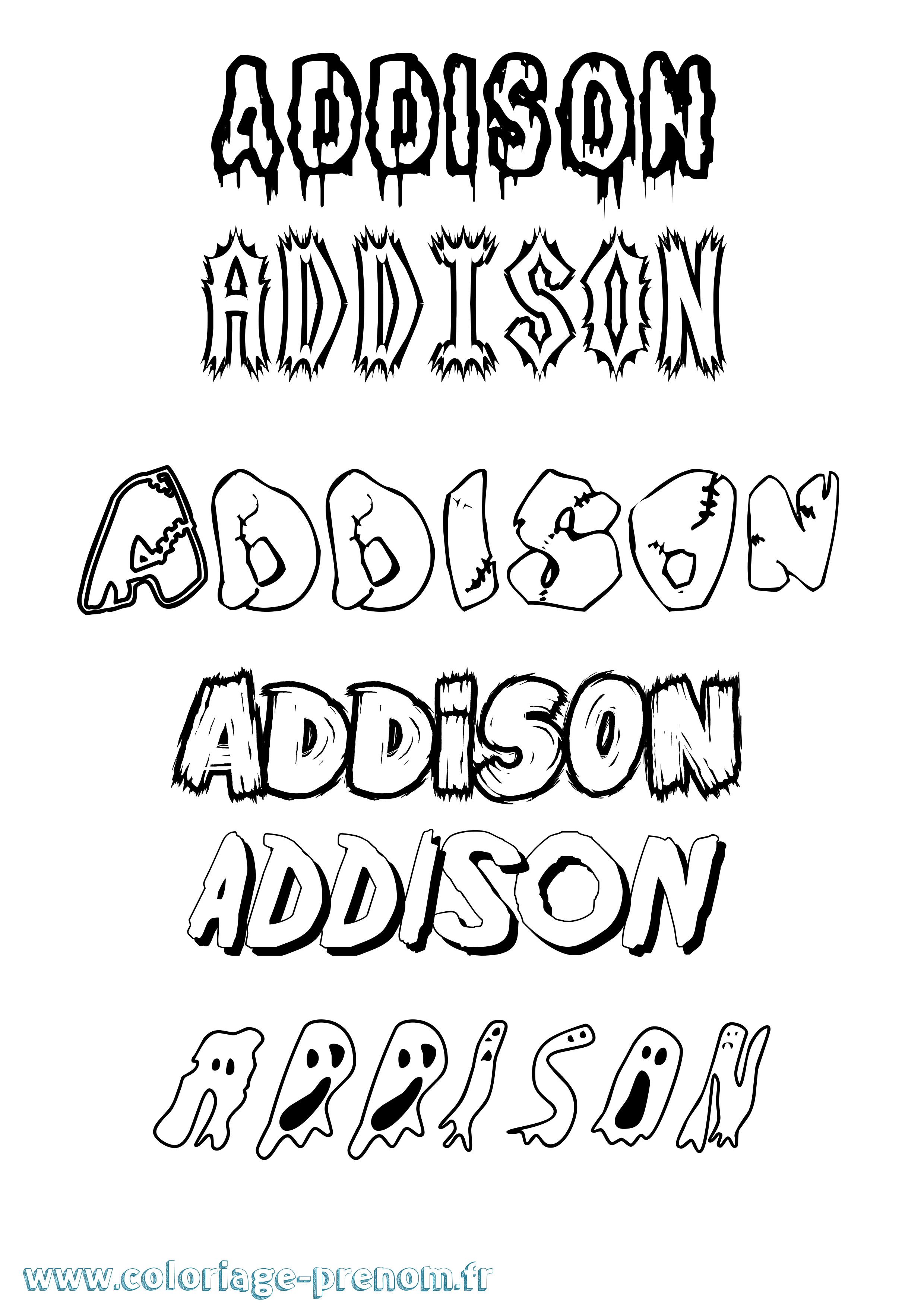 Coloriage prénom Addison Frisson