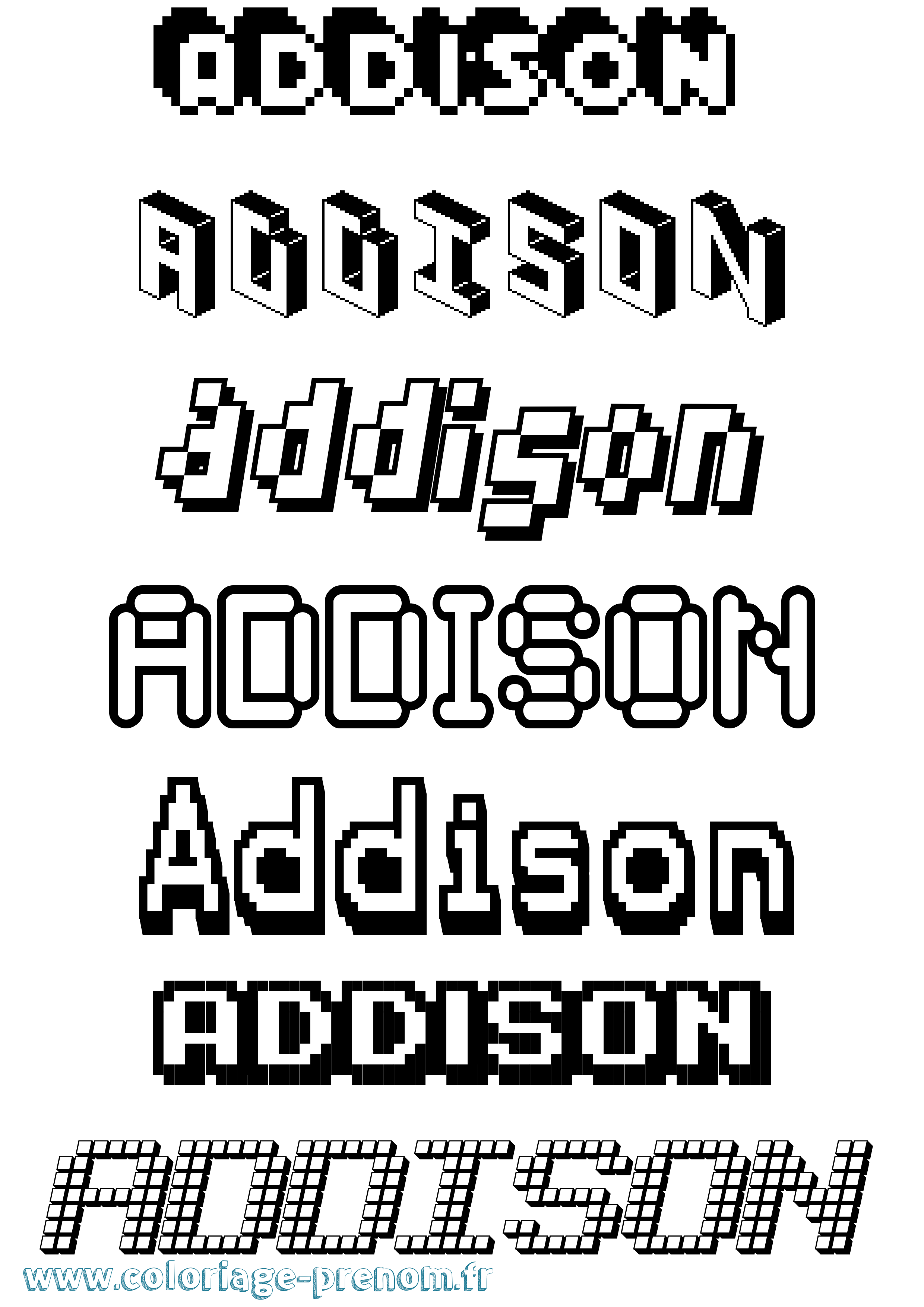 Coloriage prénom Addison Pixel