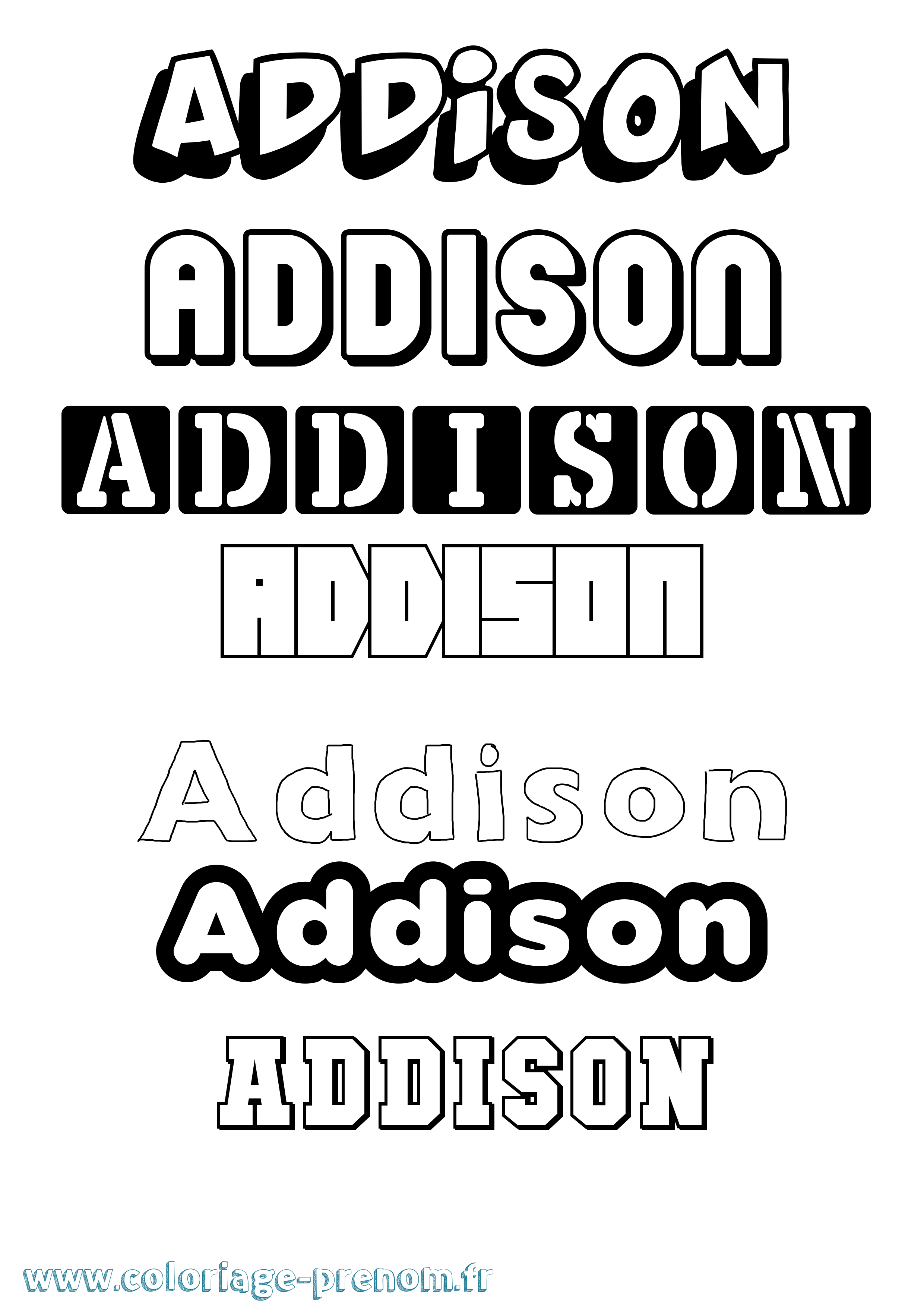 Coloriage prénom Addison Simple