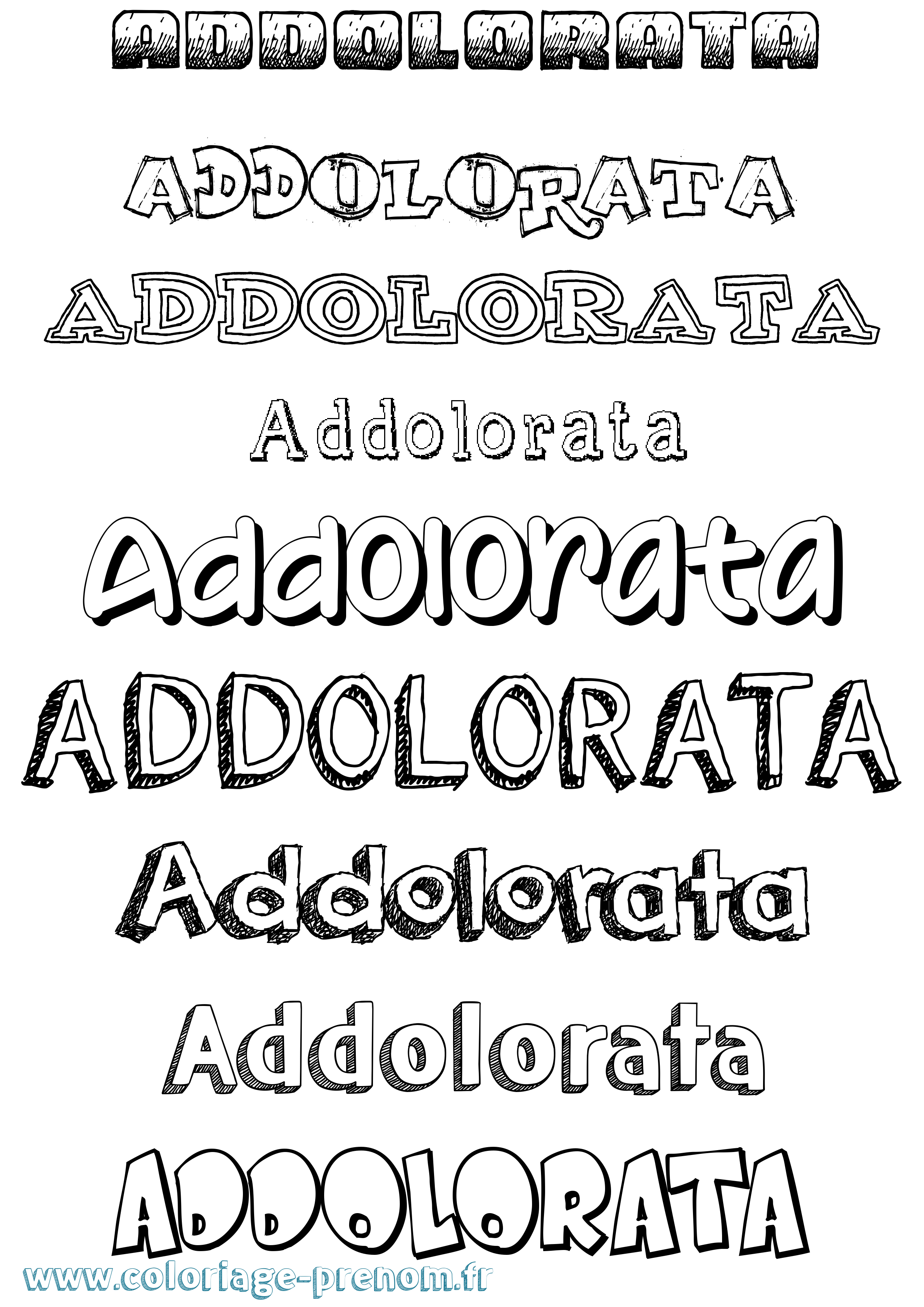 Coloriage prénom Addolorata Dessiné