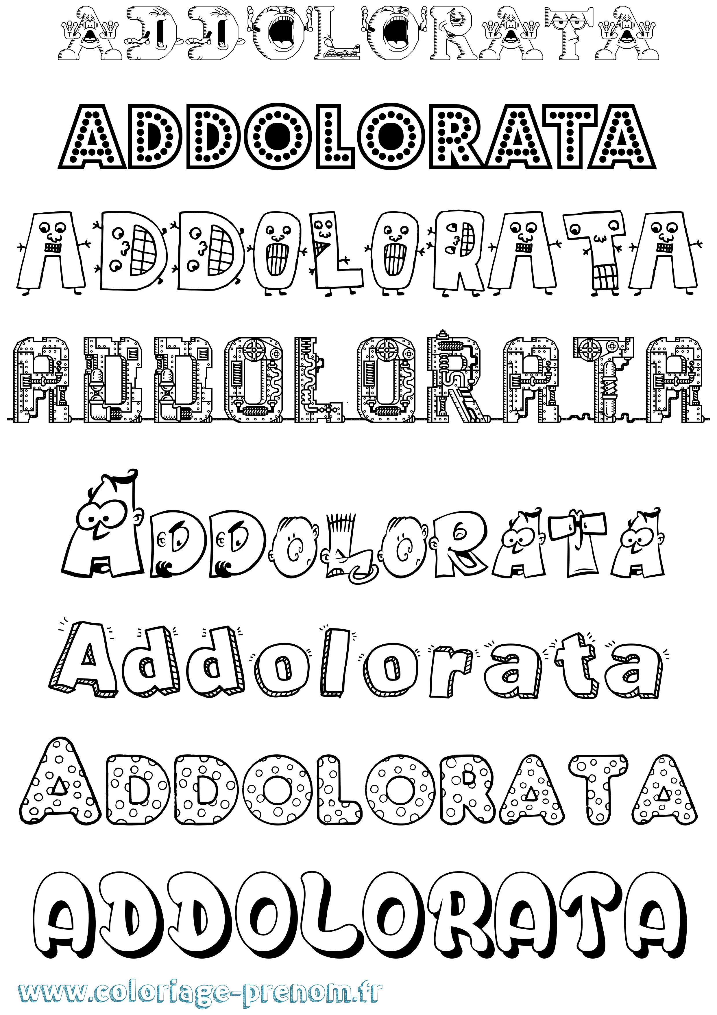 Coloriage prénom Addolorata Fun