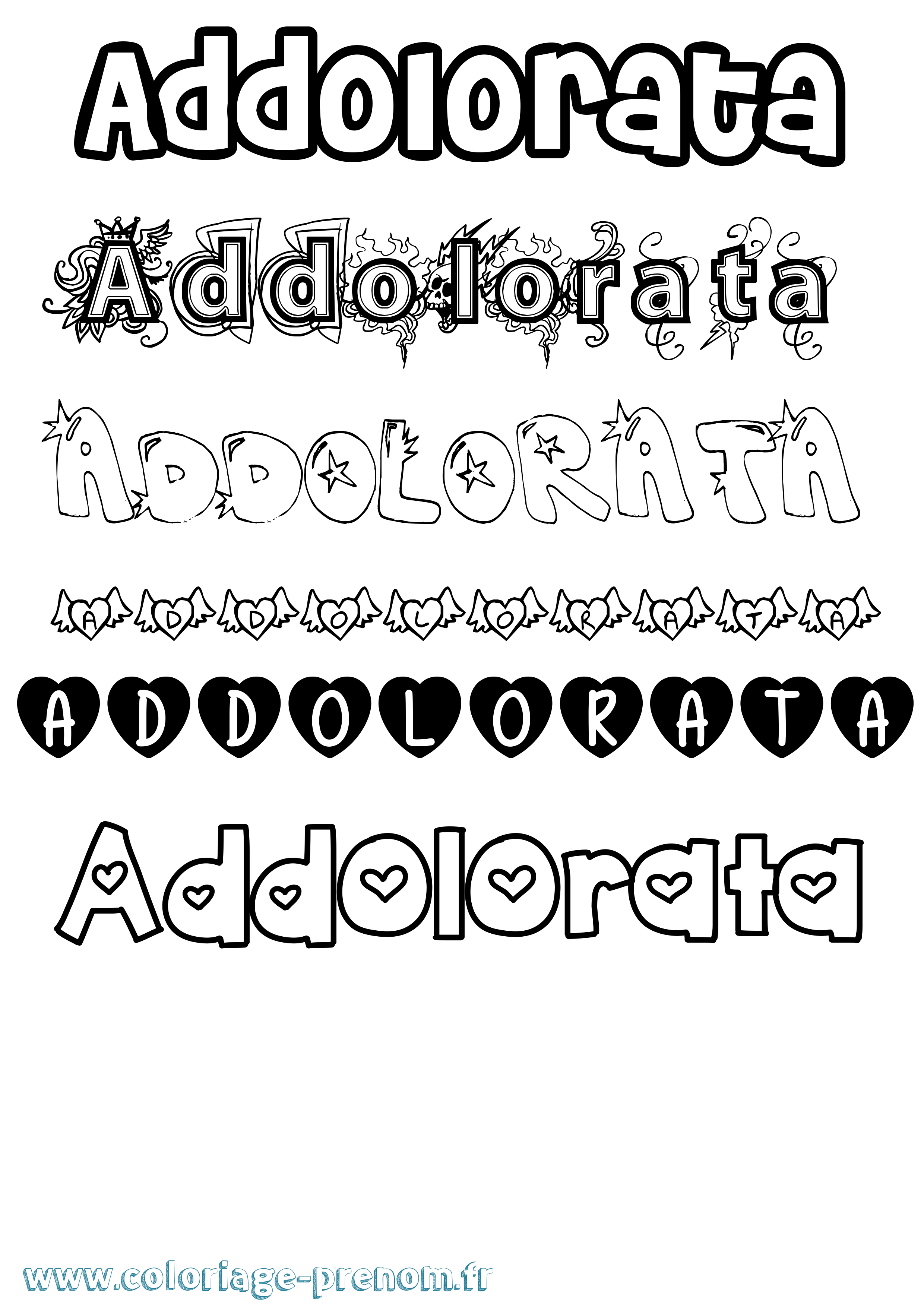 Coloriage prénom Addolorata Girly