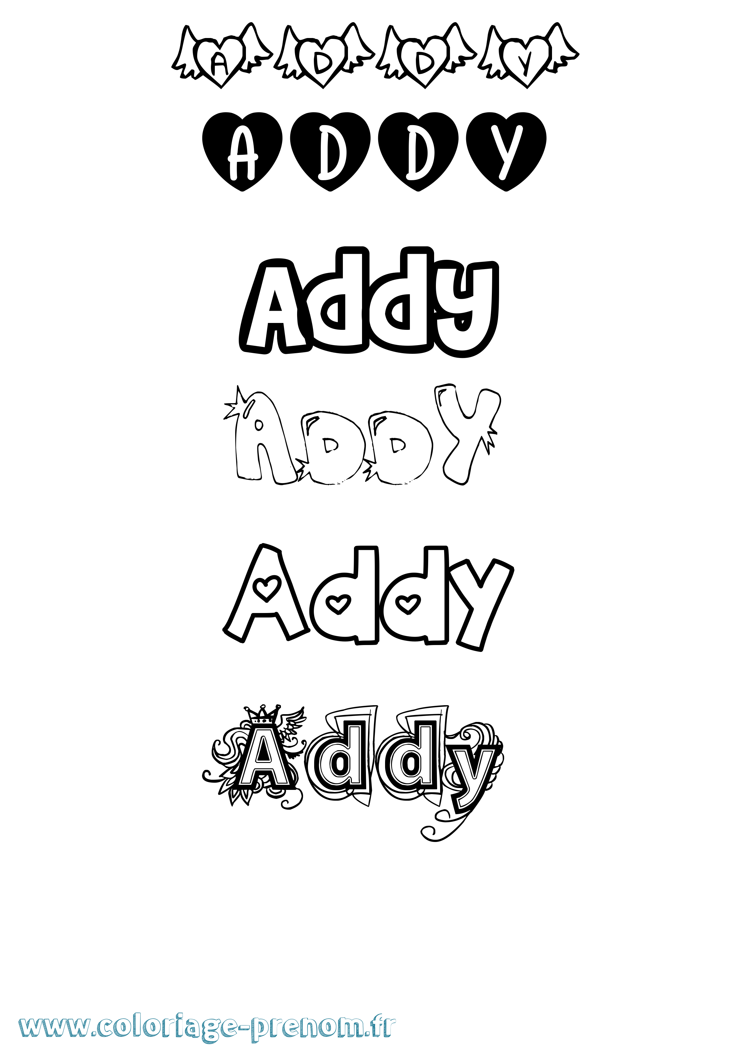 Coloriage prénom Addy Girly