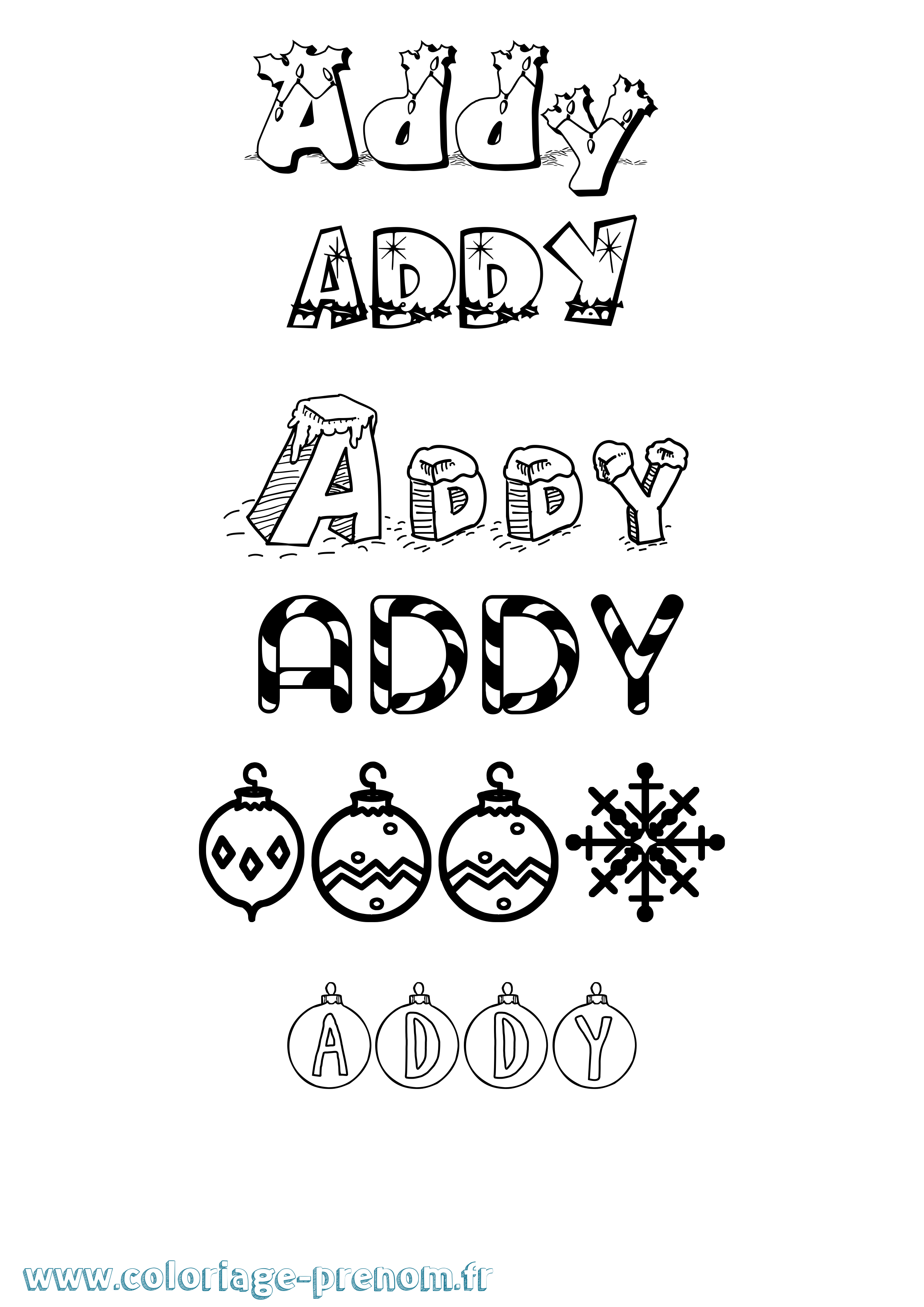 Coloriage prénom Addy Noël
