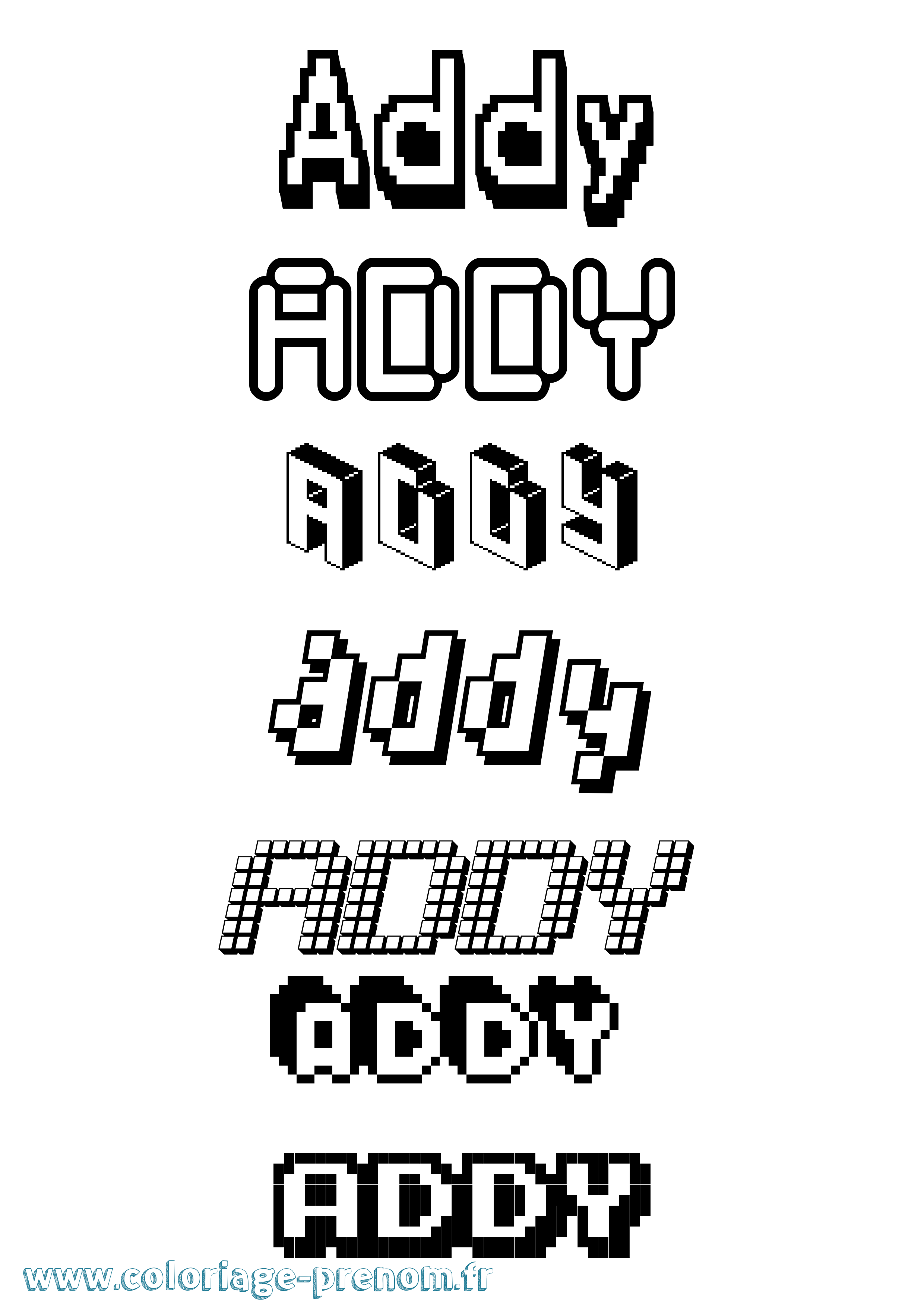 Coloriage prénom Addy Pixel