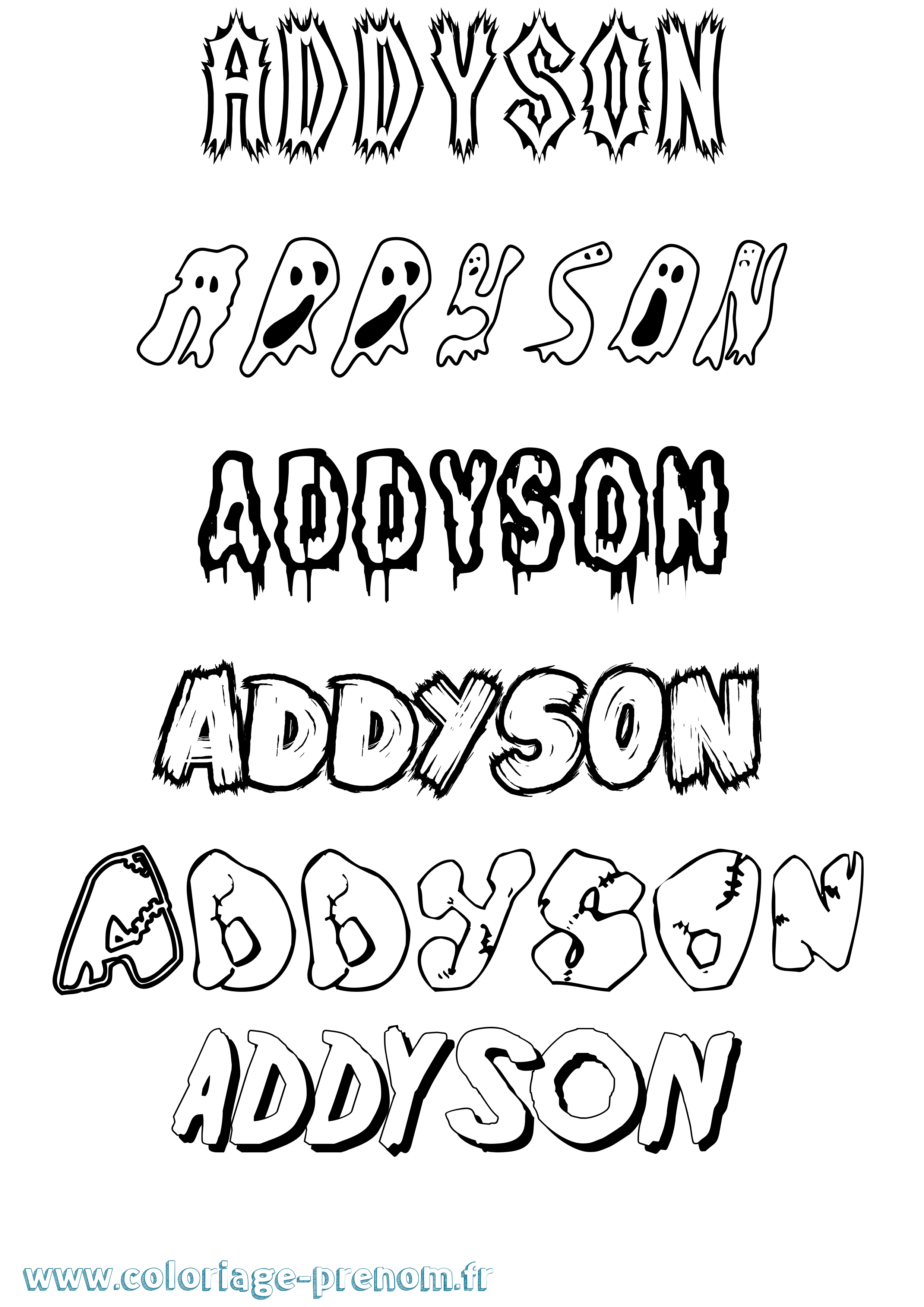 Coloriage prénom Addyson Frisson