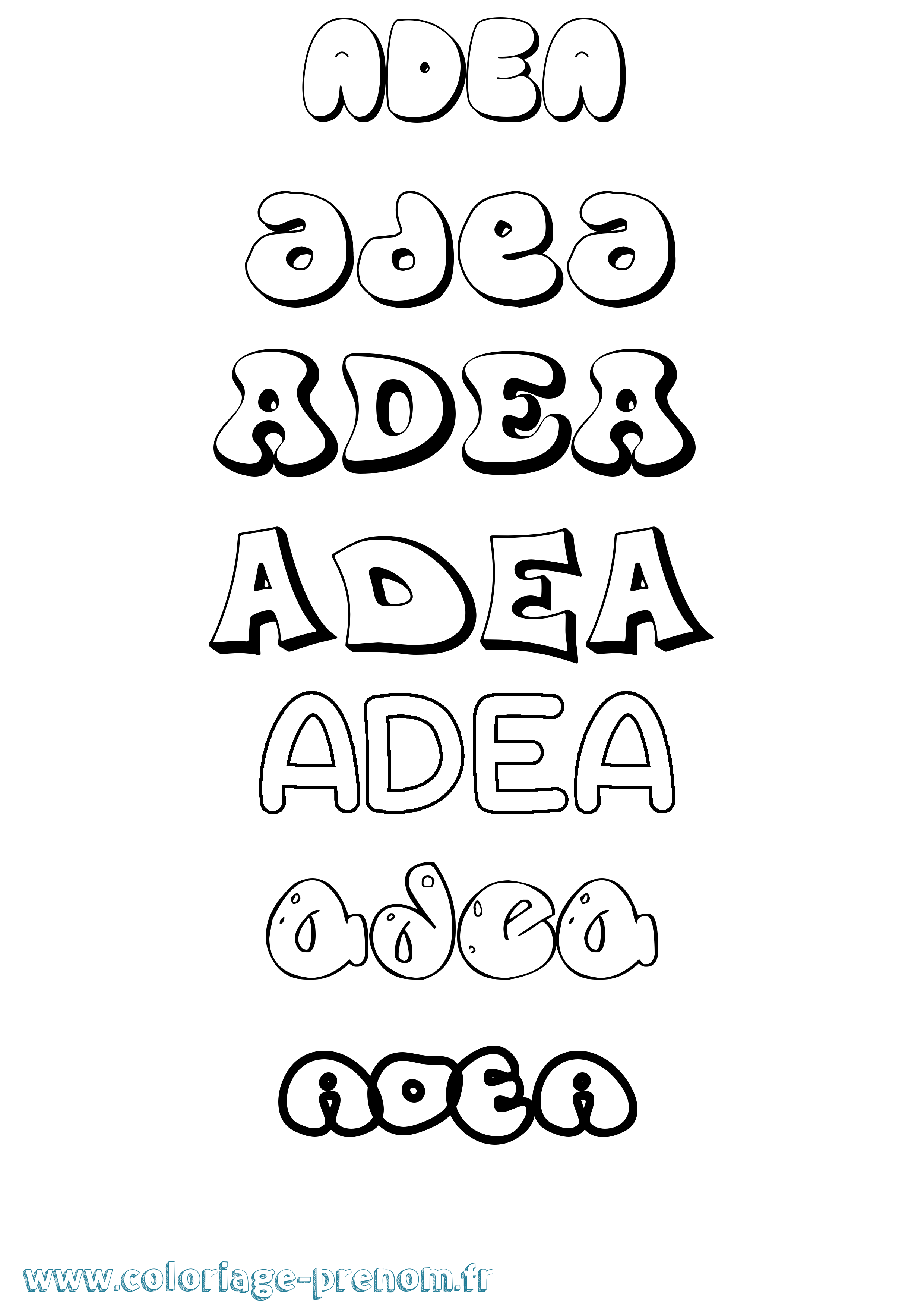 Coloriage Adea Bubble Coloriage prénom Adea Bubble