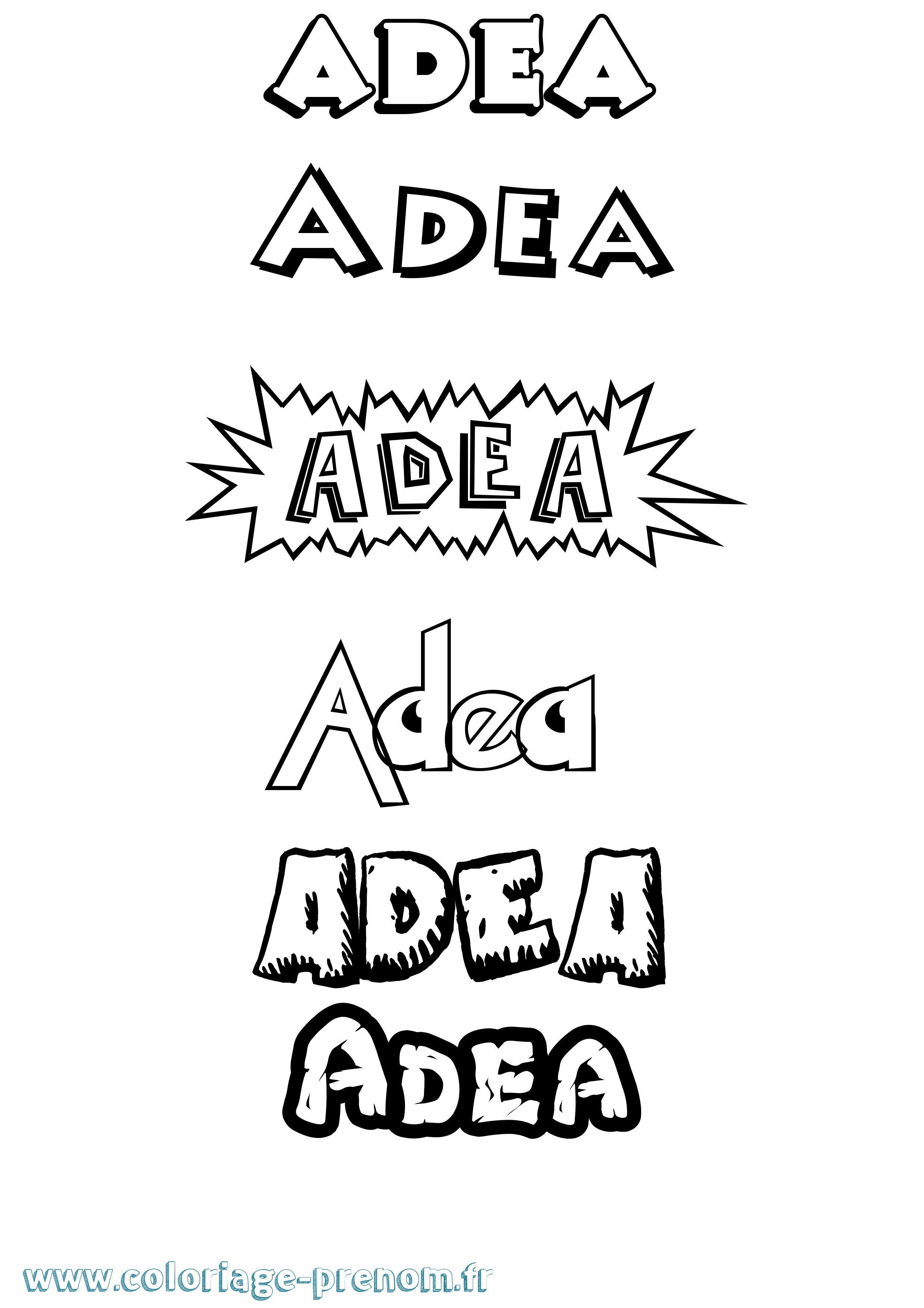 Coloriage Adea Dessin Animé Coloriage prénom Adea Dessin Animé