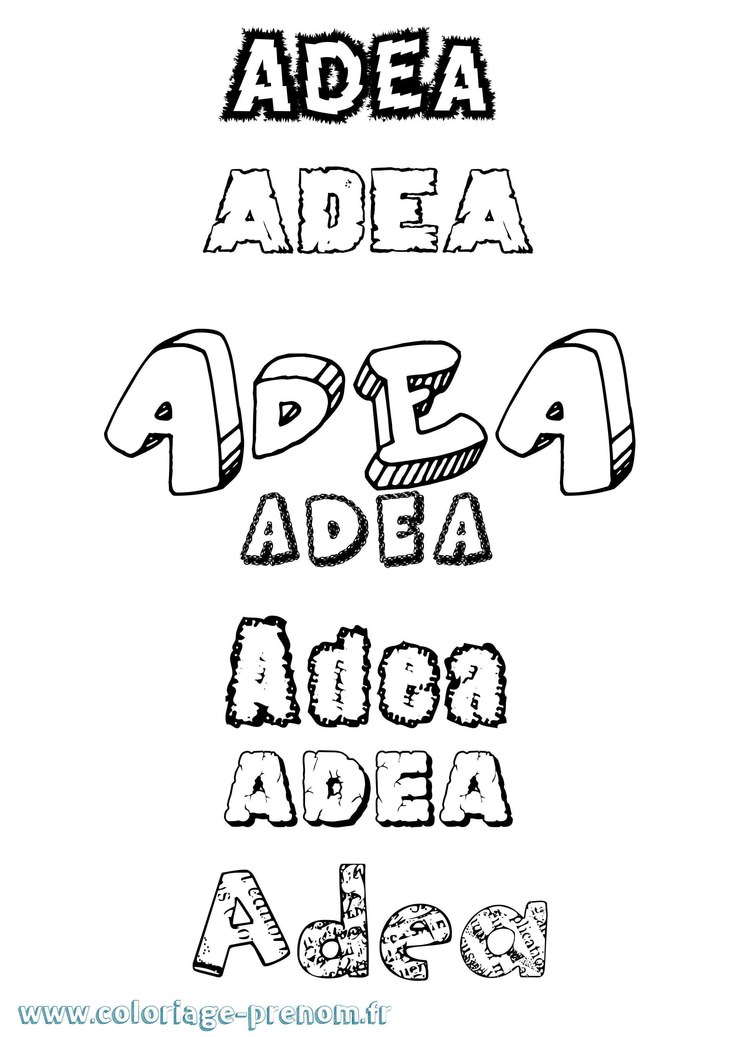 Coloriage prénom Adea Destructuré