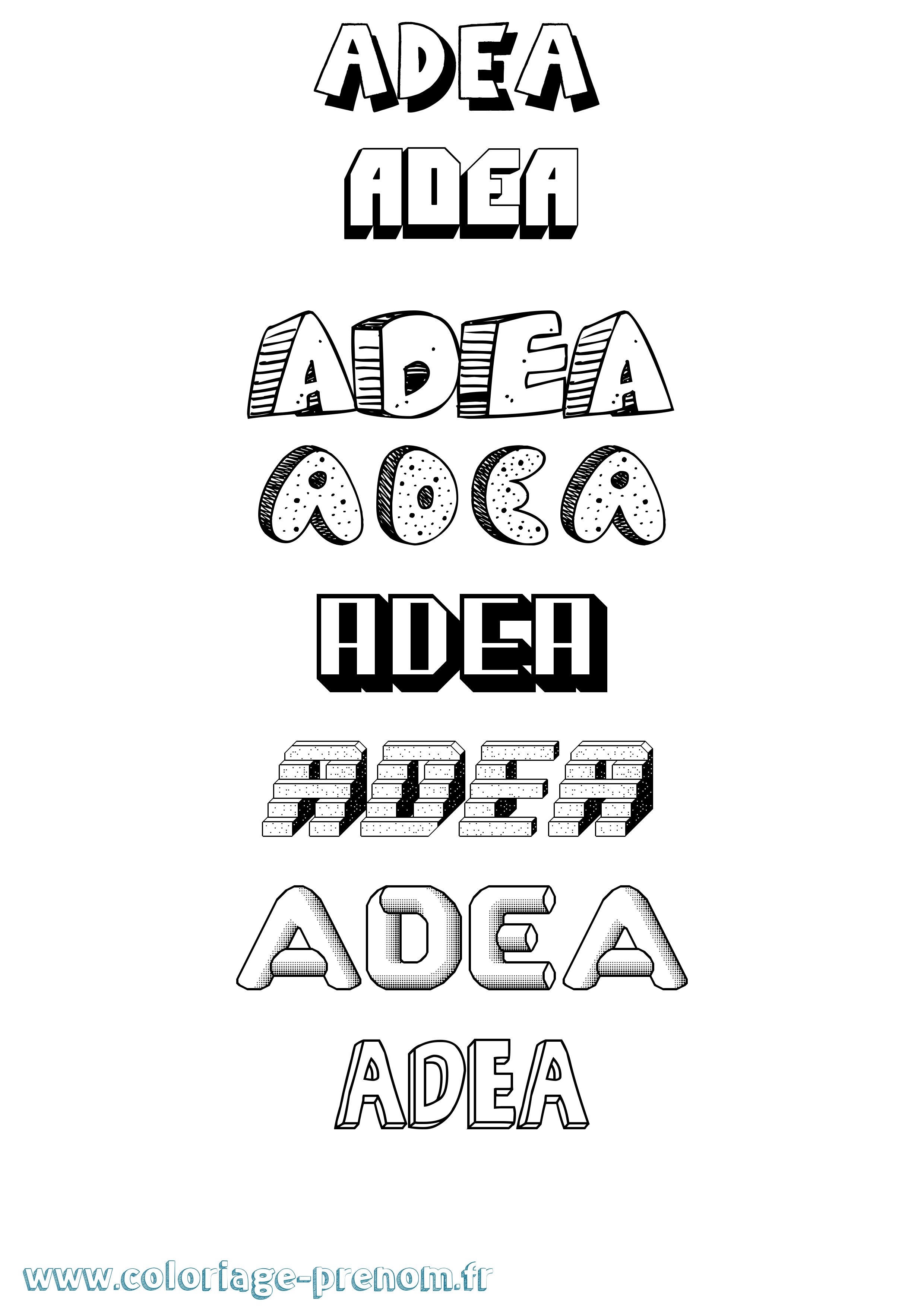 Coloriage Adea Effet 3D Coloriage prénom Adea Effet 3D