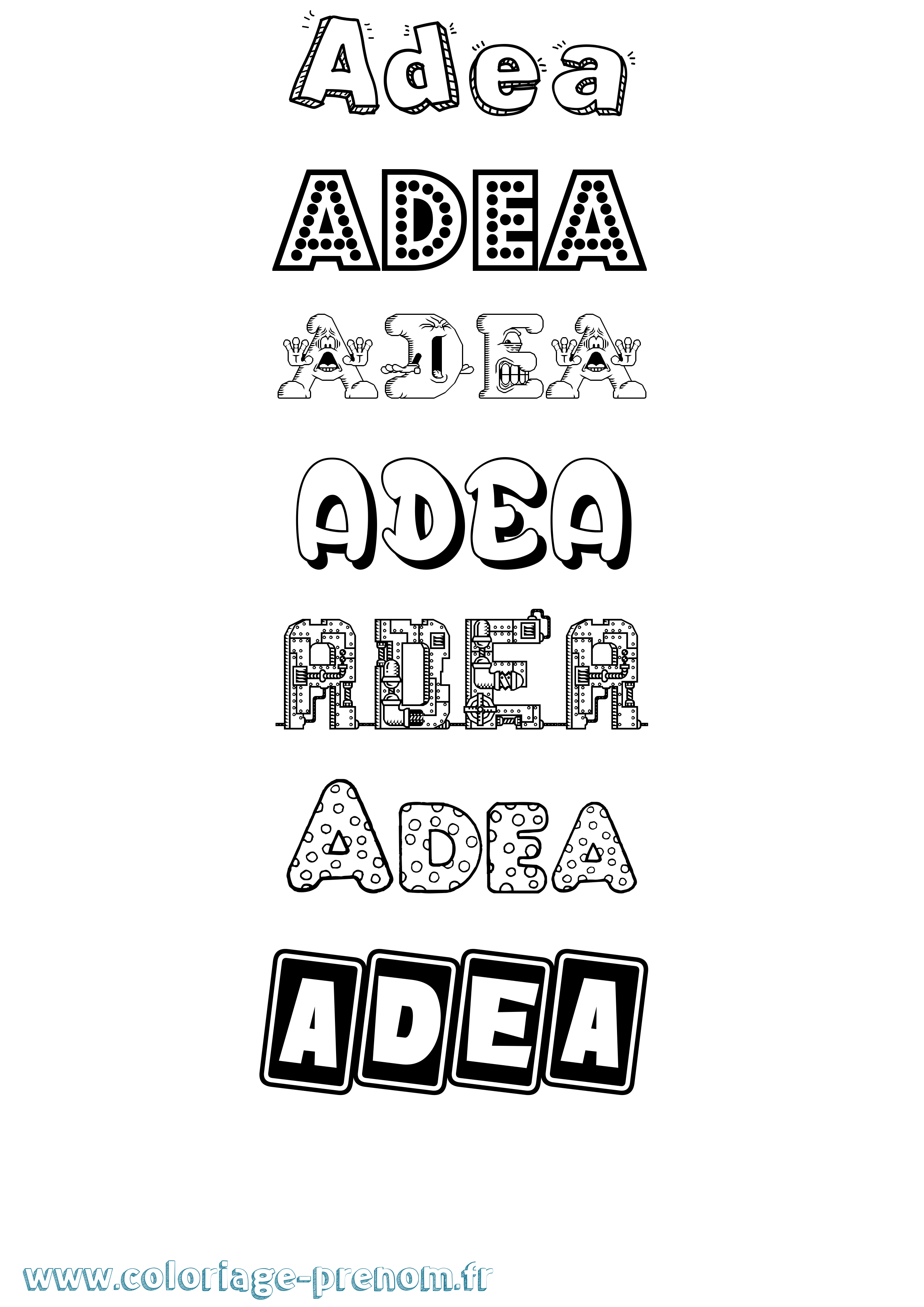 Coloriage prénom Adea Fun