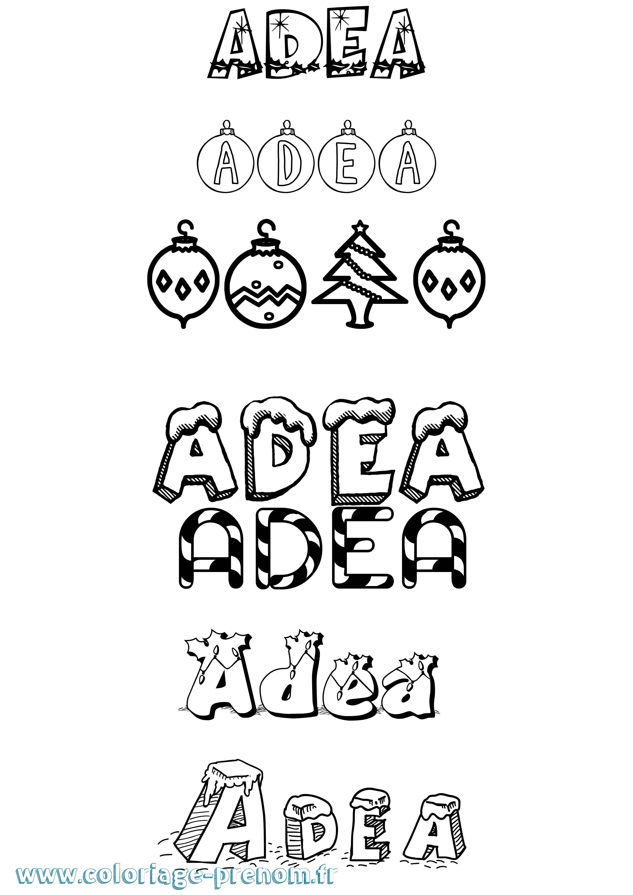 Coloriage Adea Noël Coloriage prénom Adea Noël