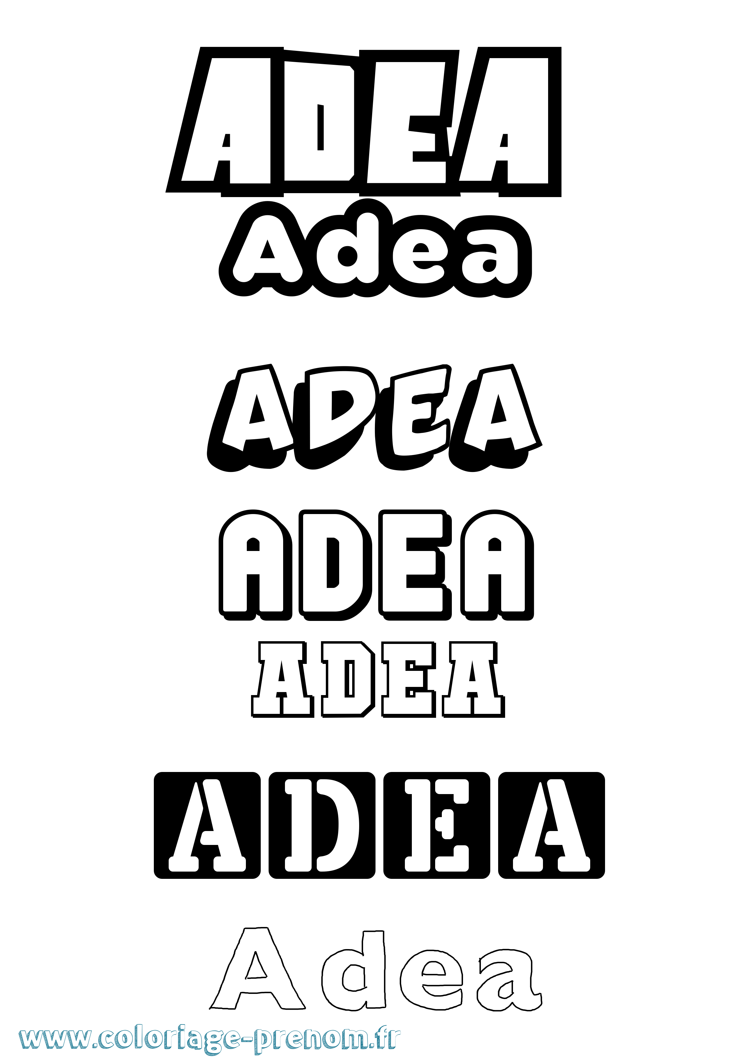 Coloriage prénom Adea Simple