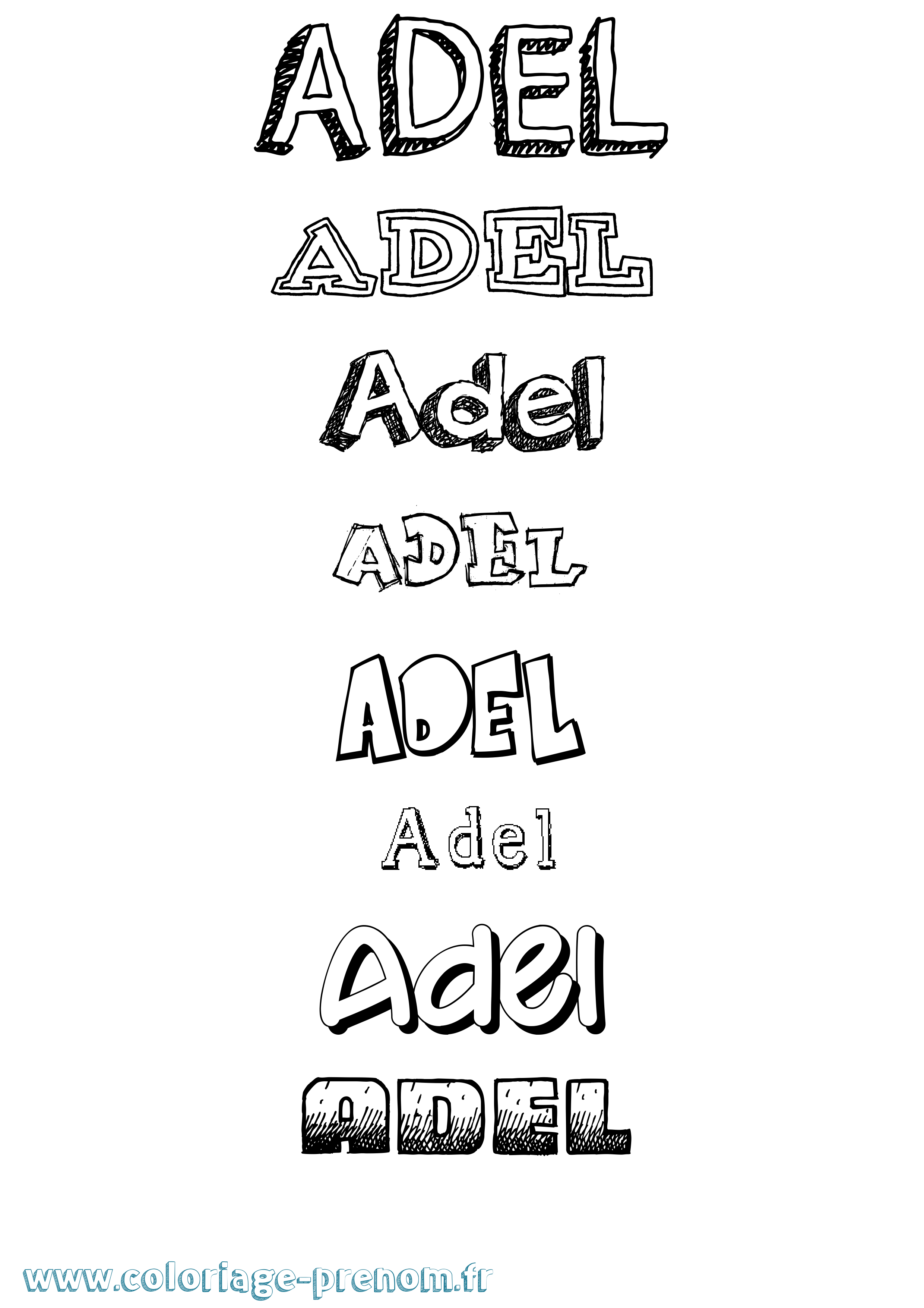 Coloriage prénom Adel Dessiné