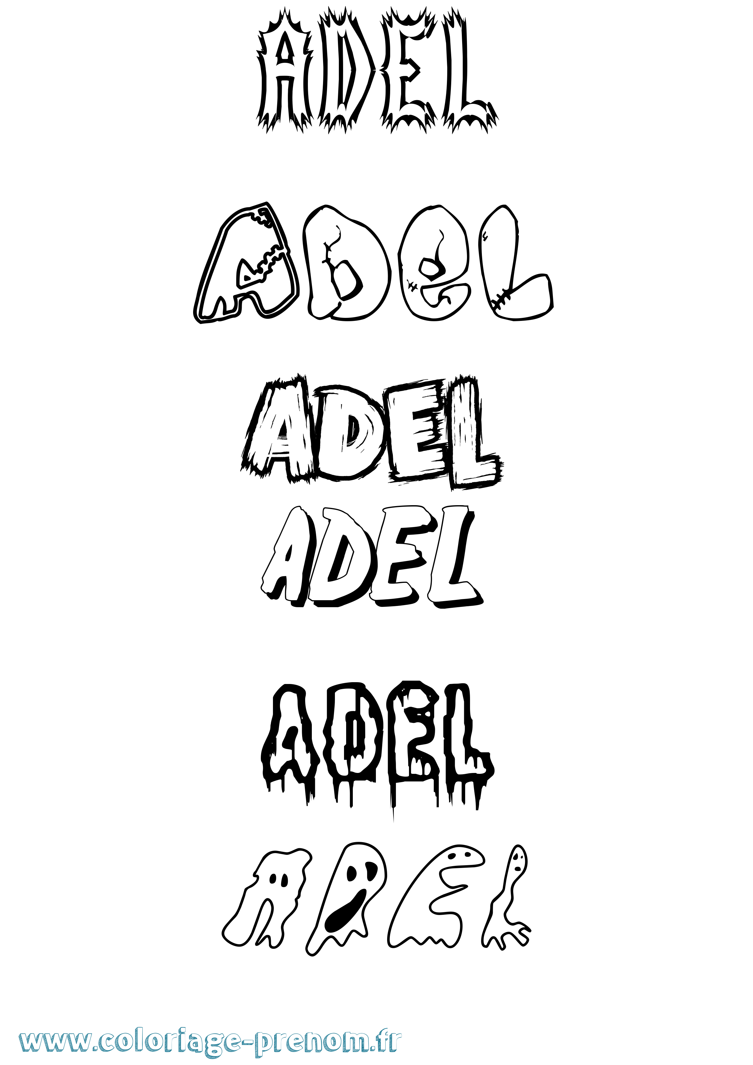 Coloriage prénom Adel Frisson