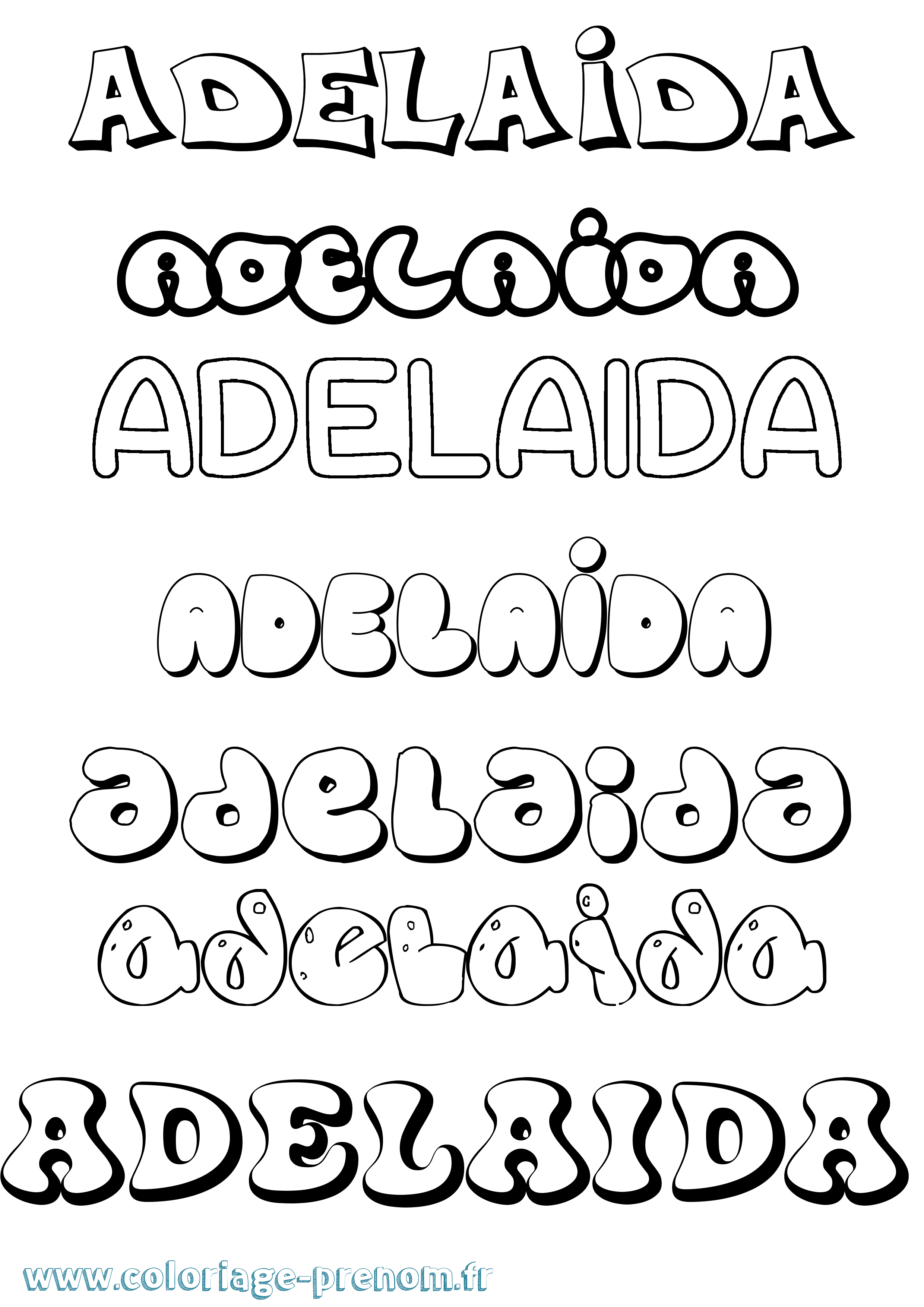 Coloriage prénom Adelaida Bubble