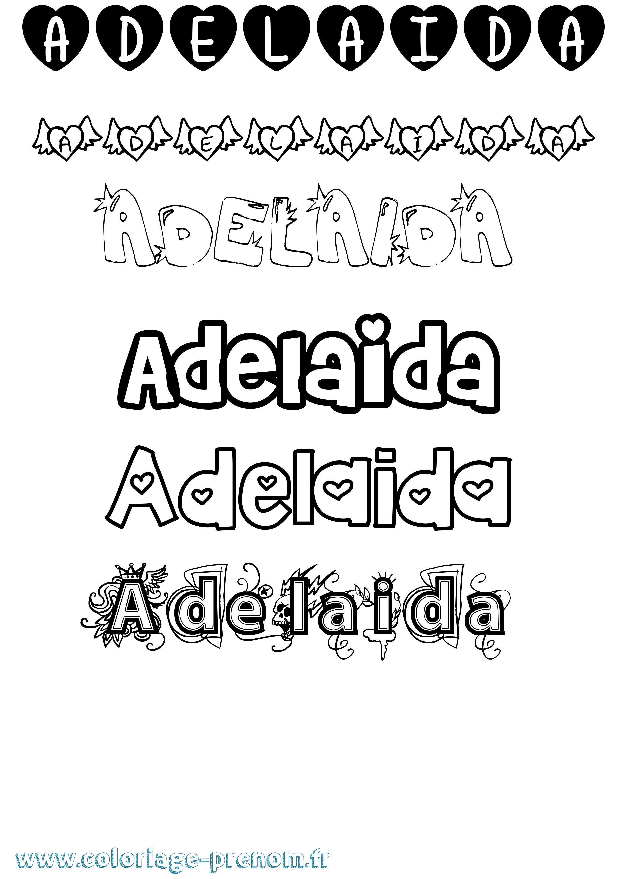 Coloriage prénom Adelaida Girly
