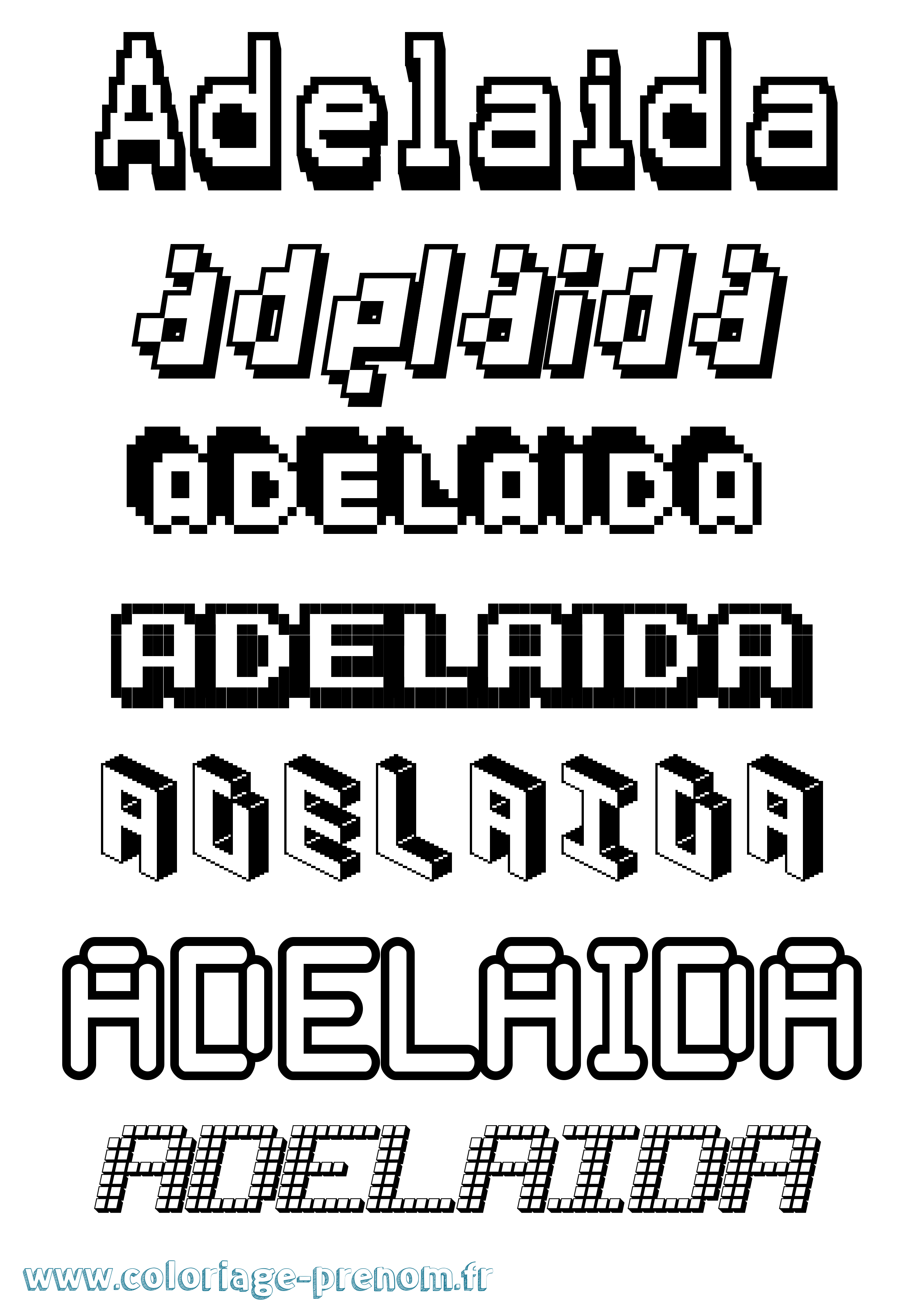 Coloriage prénom Adelaida Pixel
