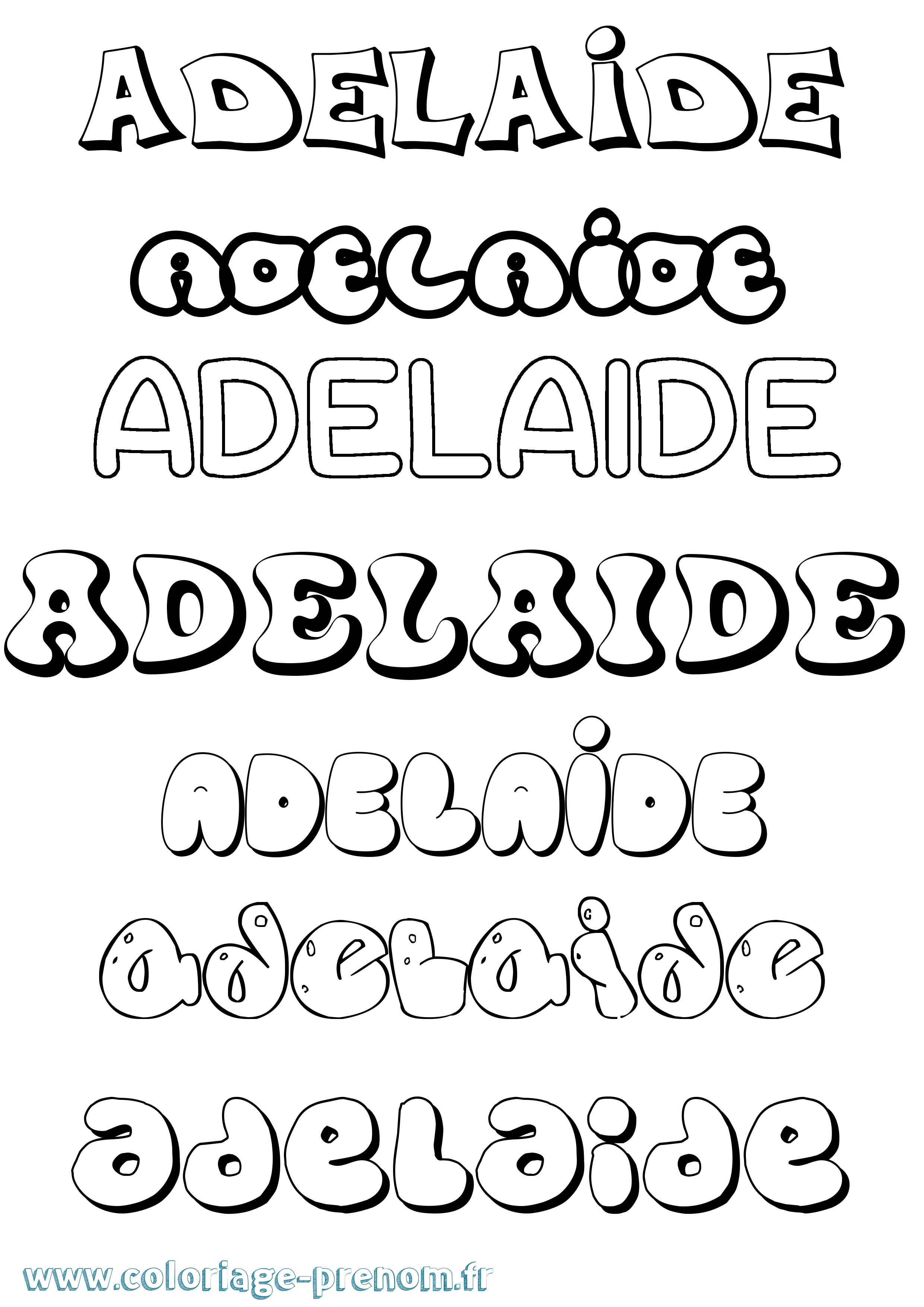Coloriage Adelaide Bubble Coloriage prénom Adelaide Bubble