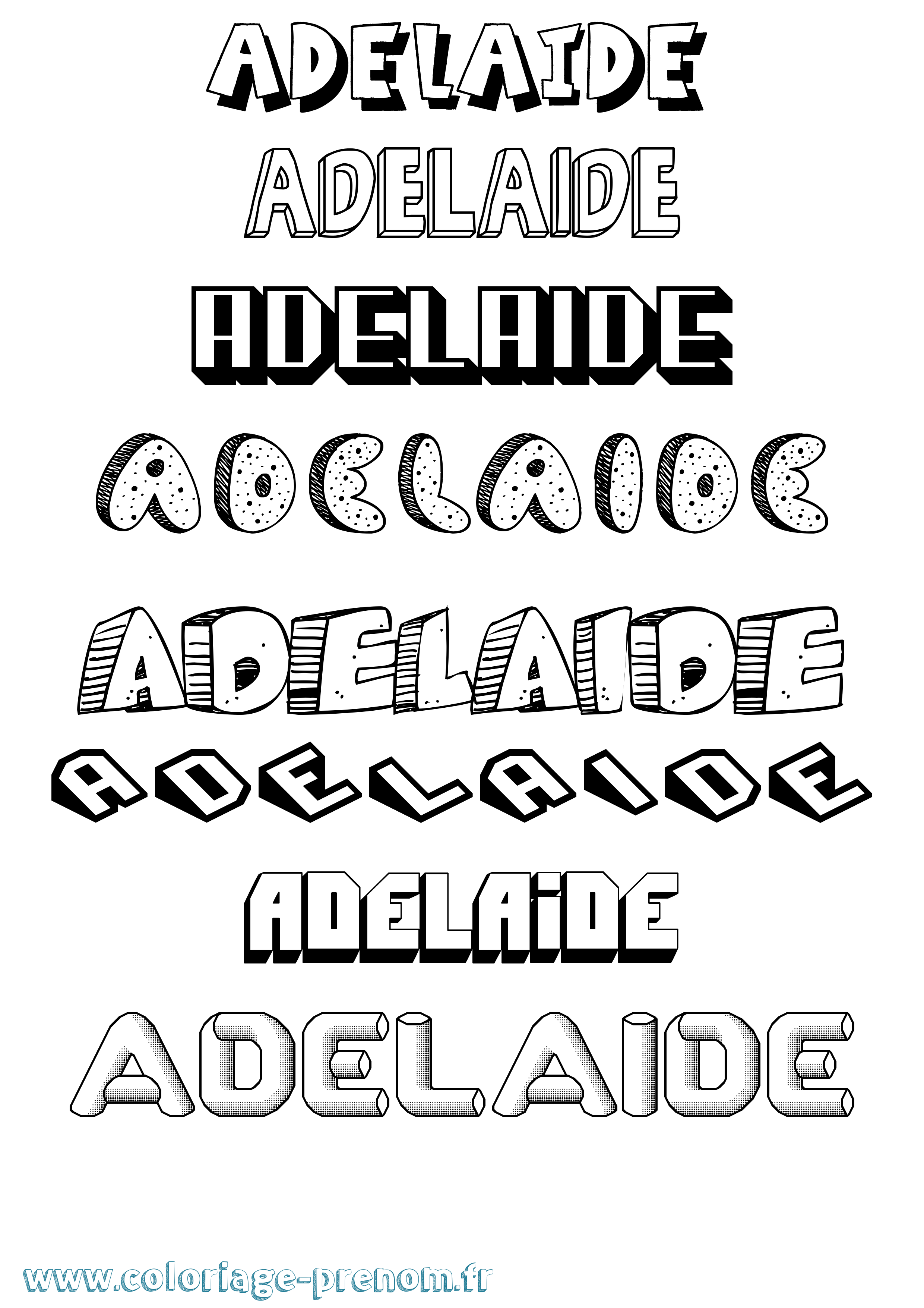 Coloriage Adelaide Effet 3D Coloriage prénom Adelaide Effet 3D