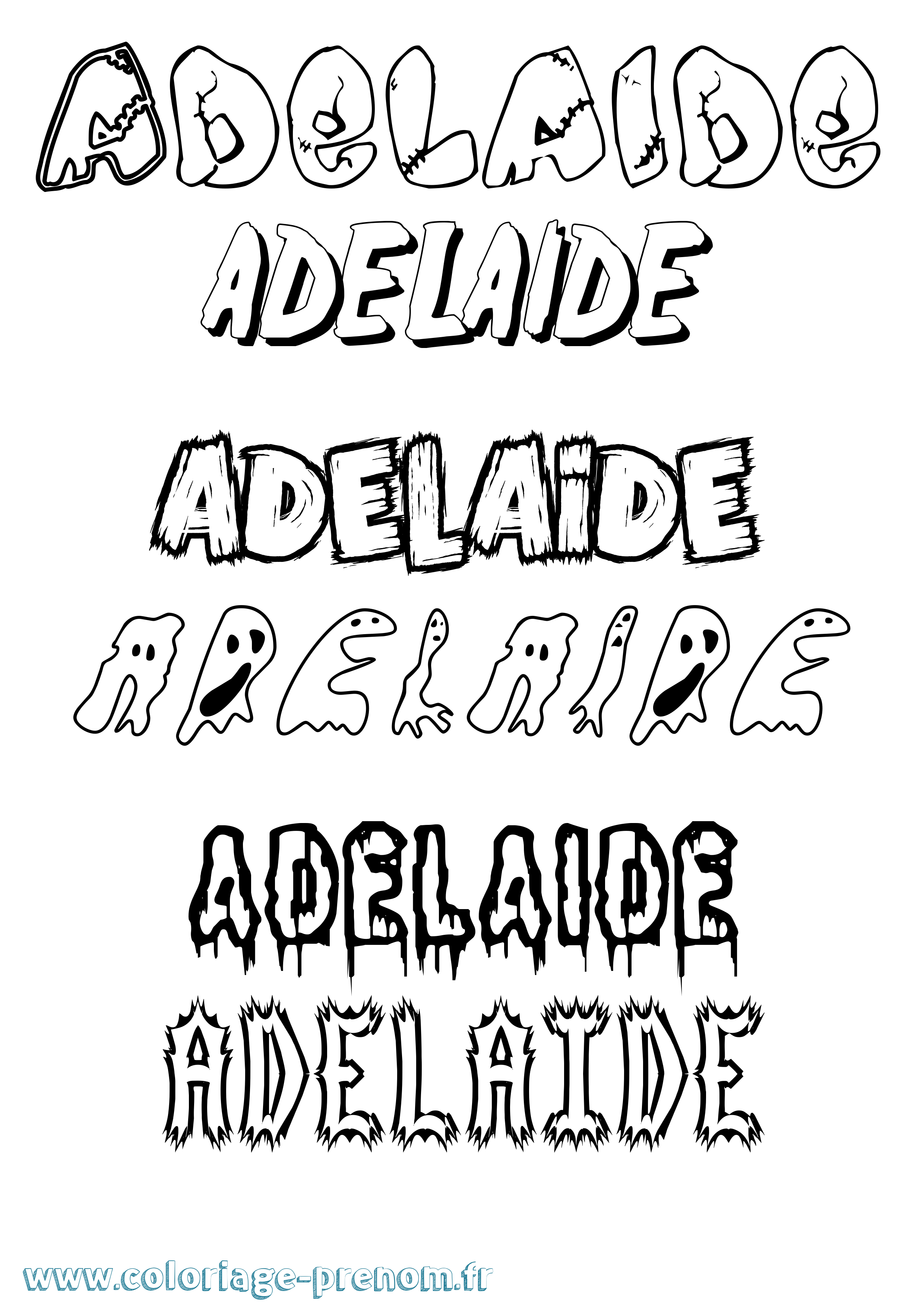 Coloriage Adelaide Frisson Coloriage prénom Adelaide Frisson