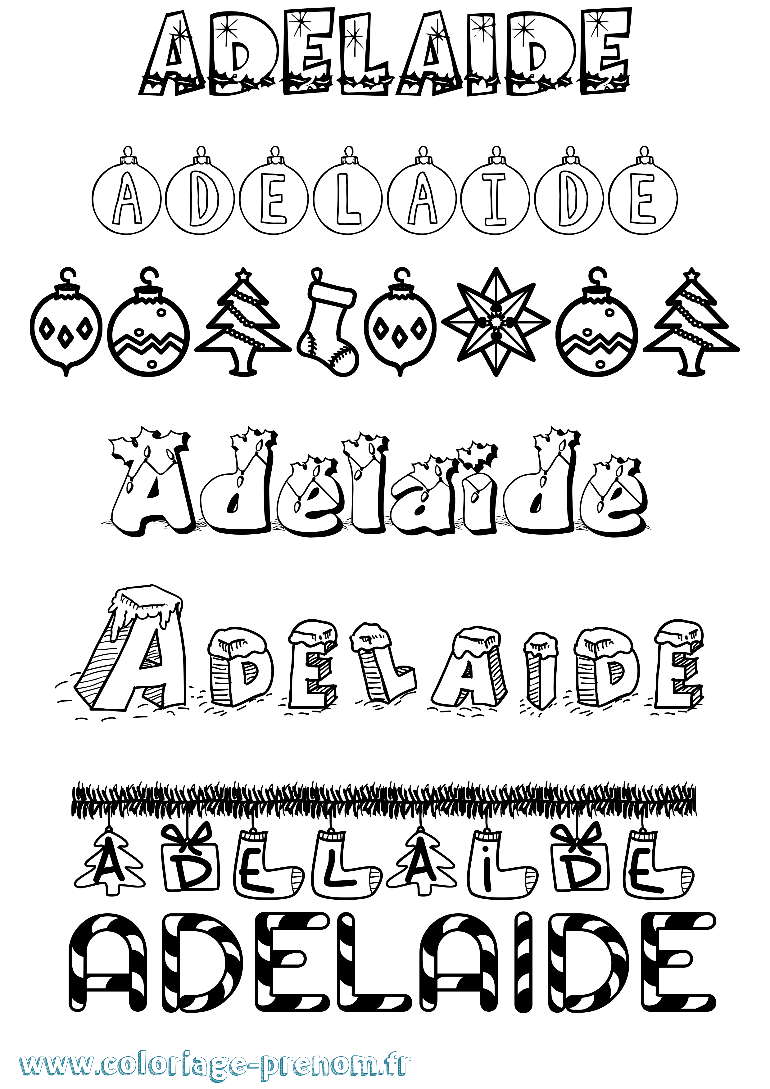 Coloriage Adelaide Noël Coloriage prénom Adelaide Noël