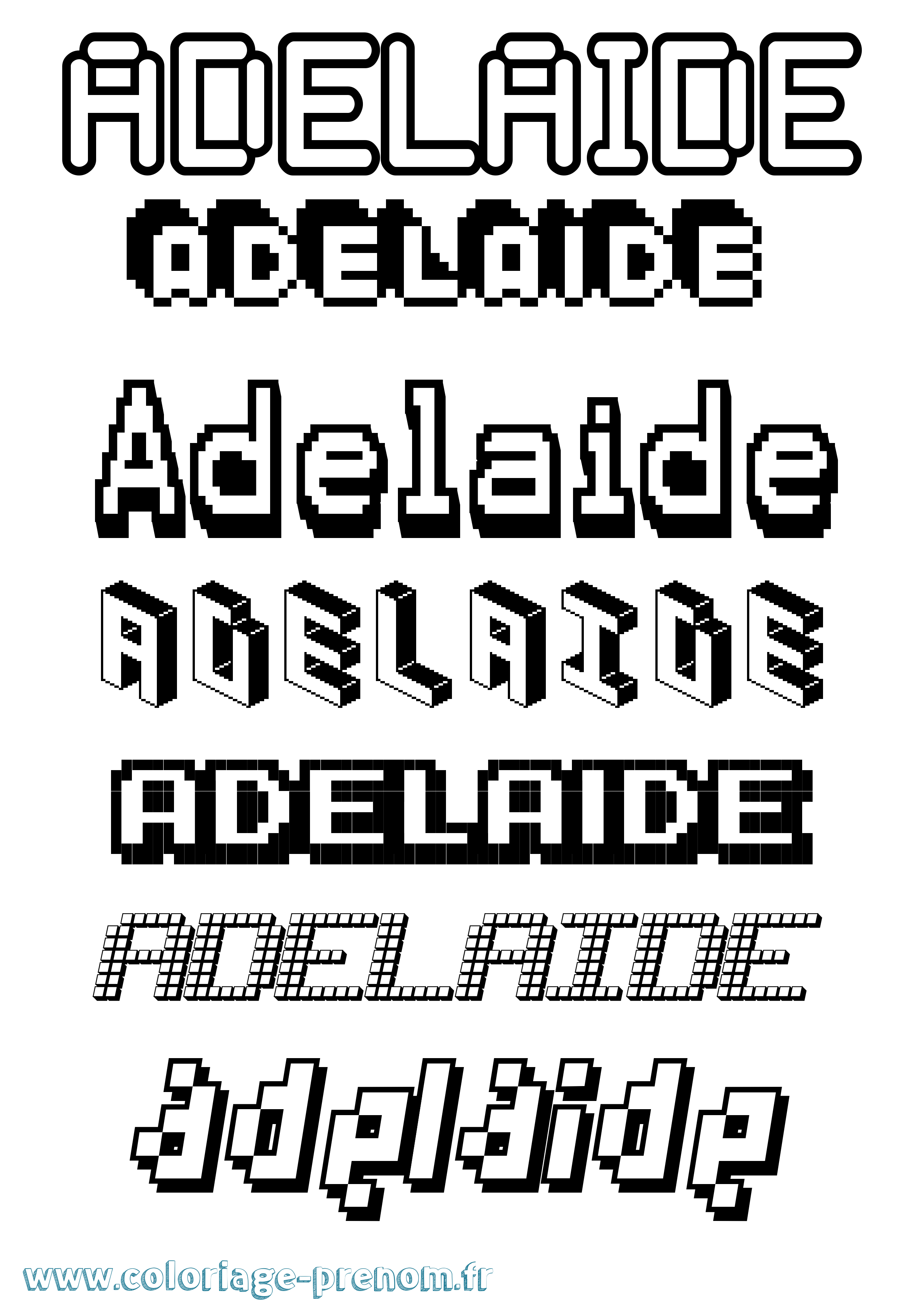 Coloriage Adelaide Pixel Coloriage prénom Adelaide Pixel