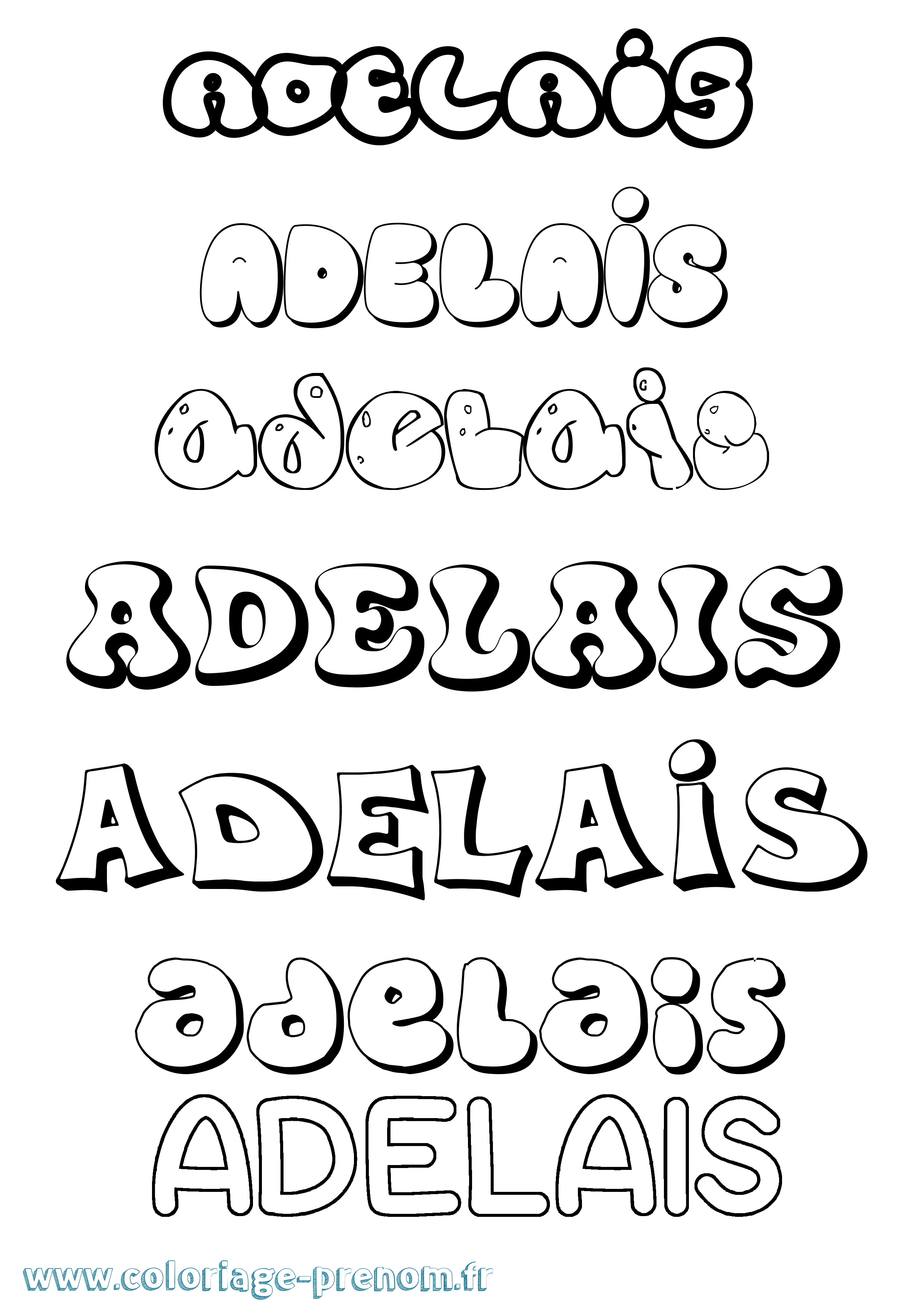 Coloriage prénom Adelais Bubble
