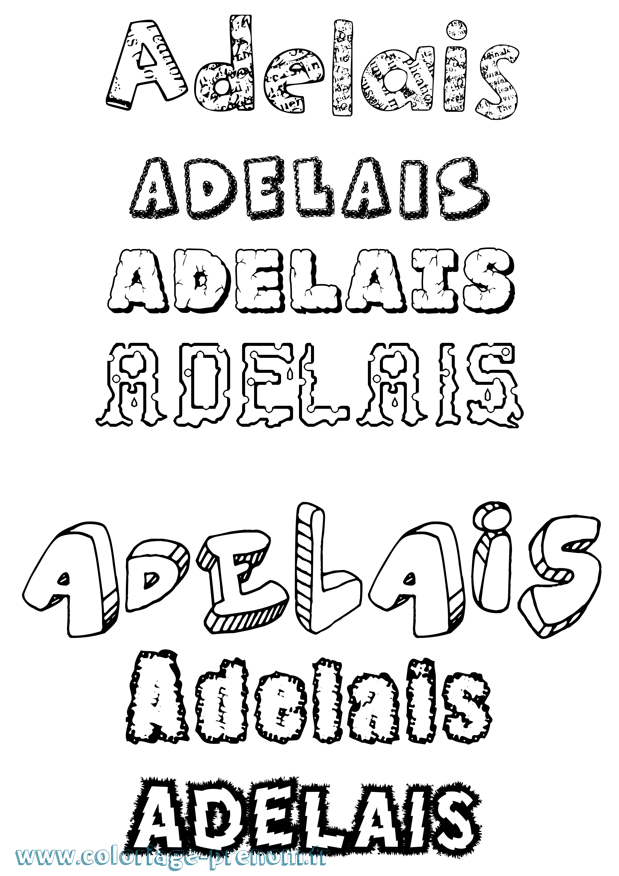 Coloriage prénom Adelais Destructuré