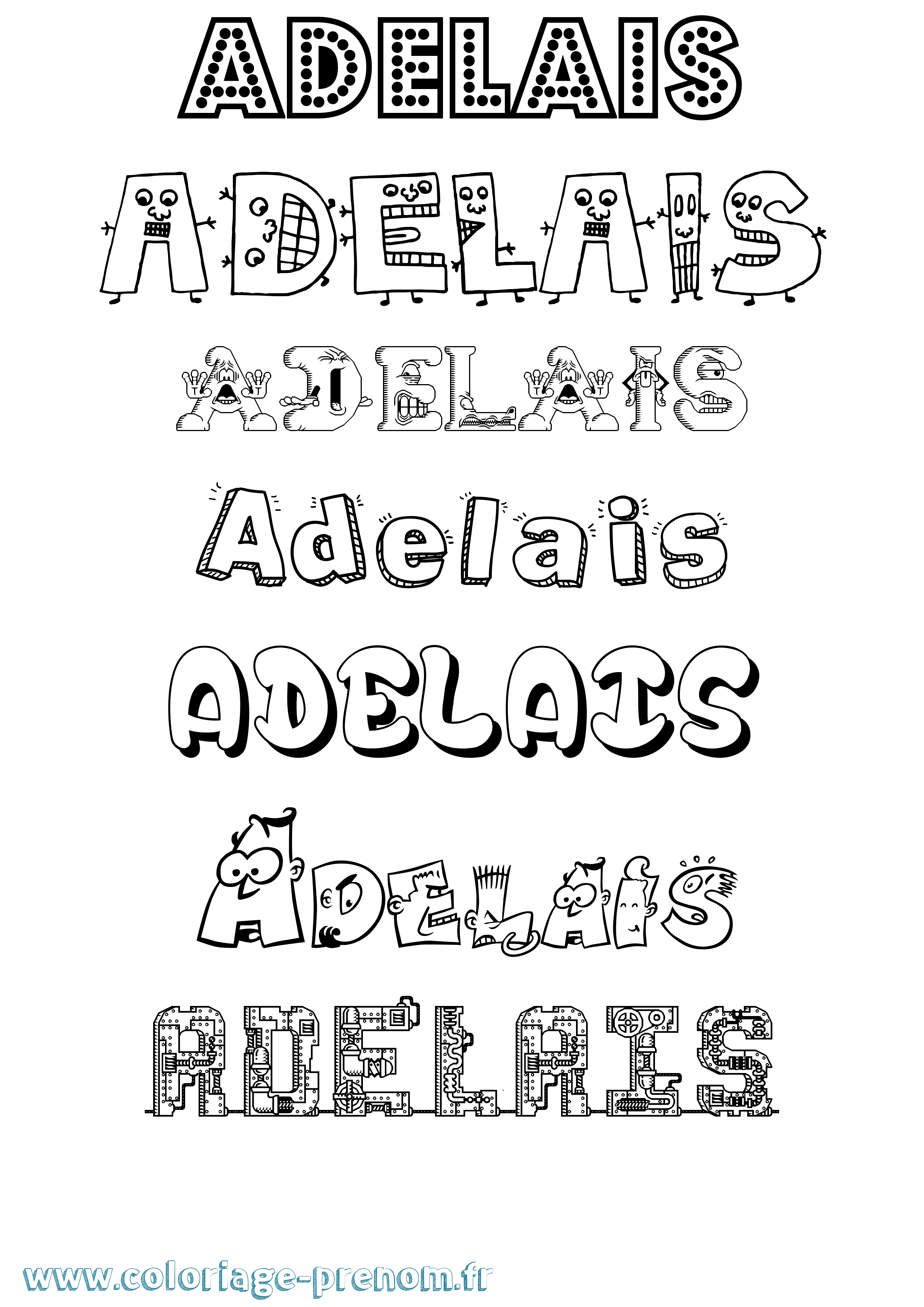 Coloriage prénom Adelais Fun