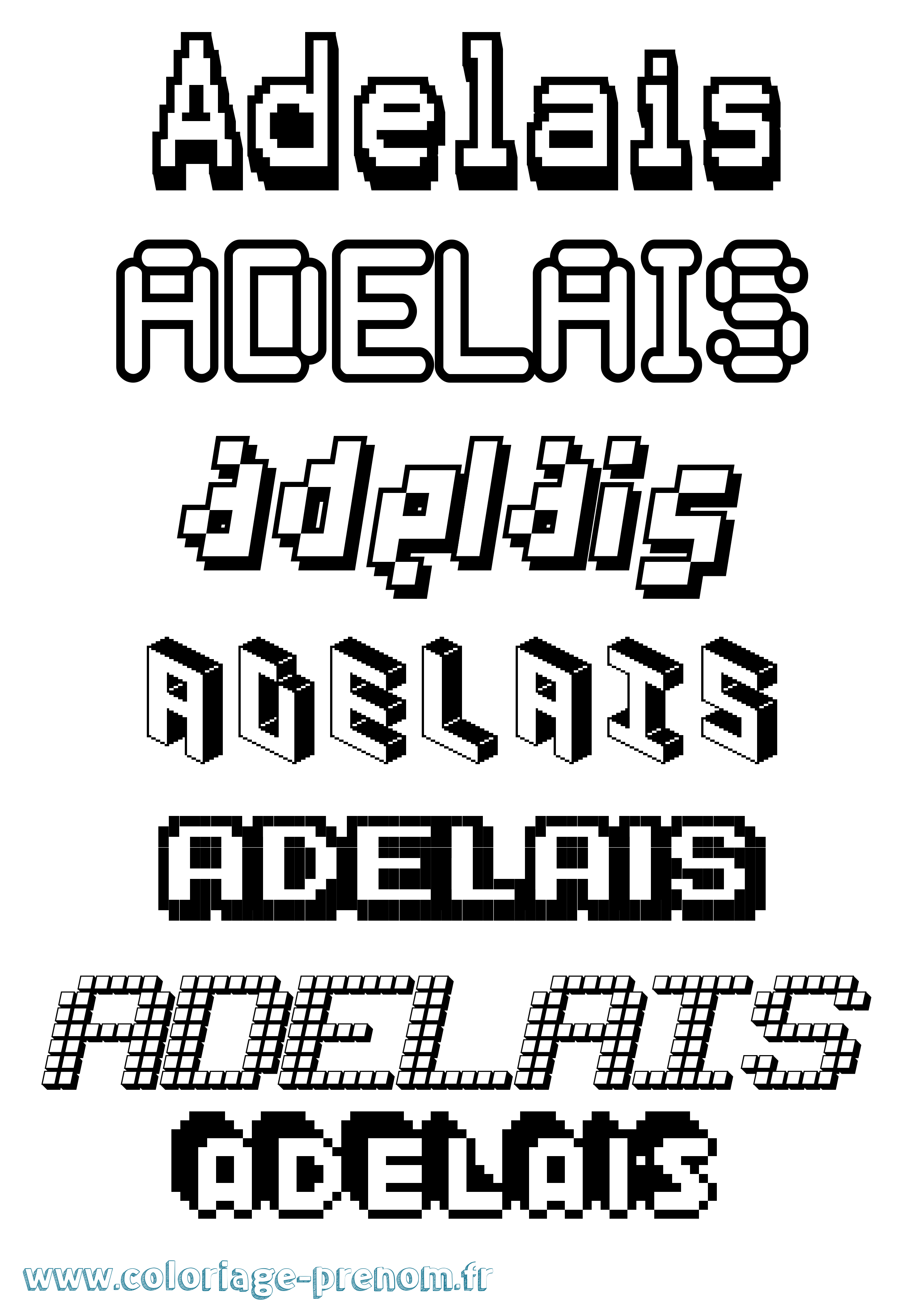 Coloriage prénom Adelais Pixel