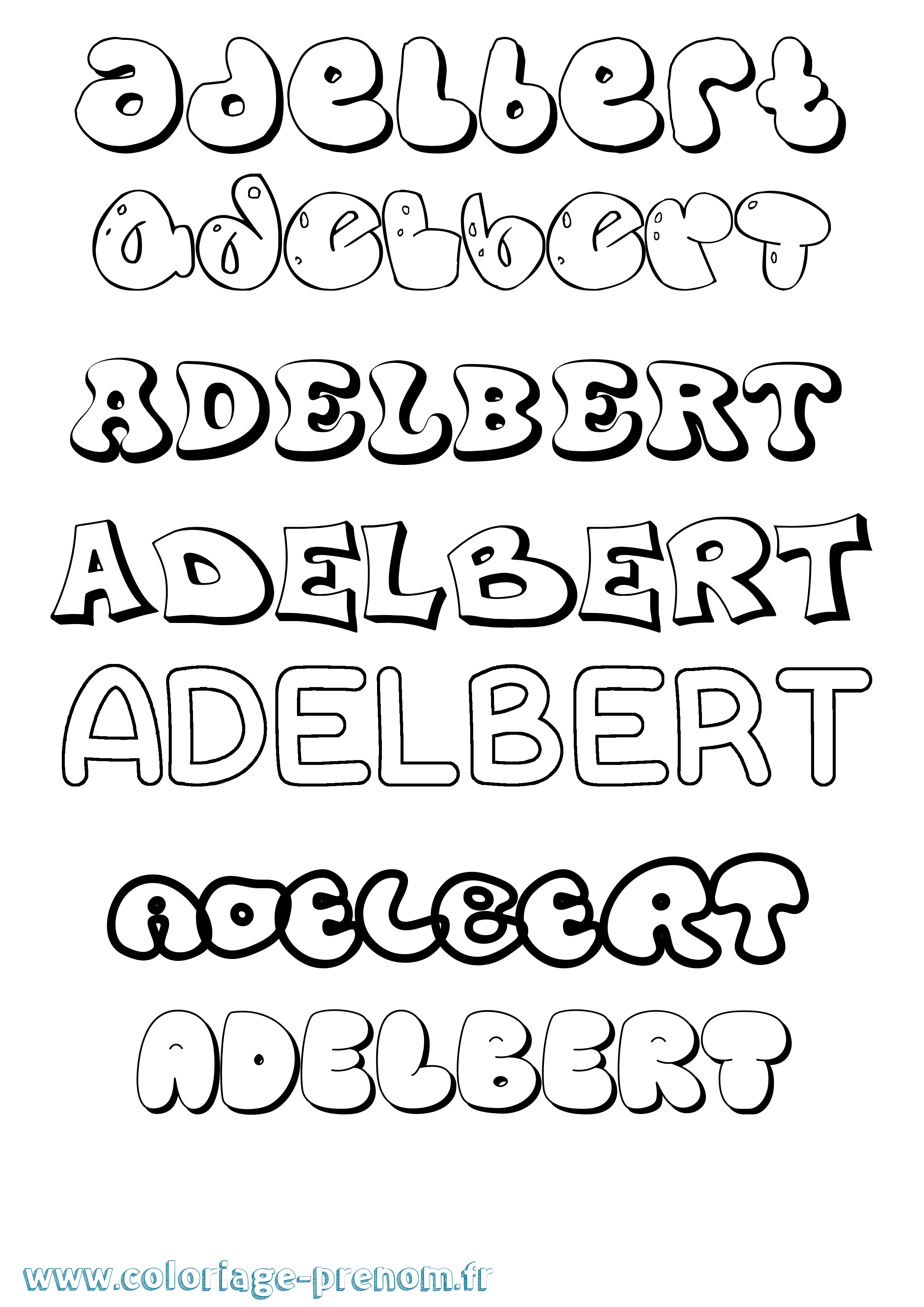 Coloriage prénom Adelbert Bubble