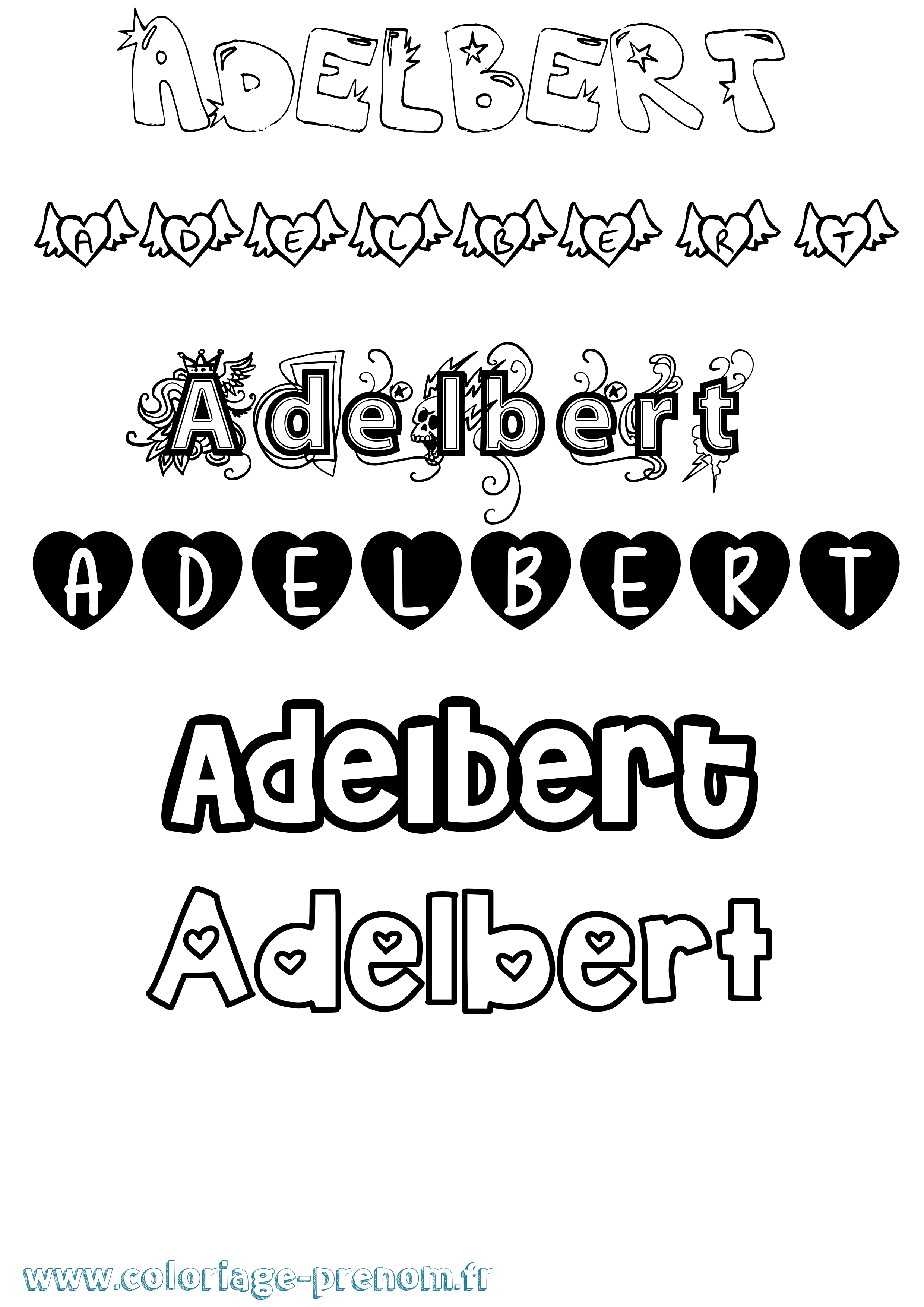 Coloriage prénom Adelbert Girly