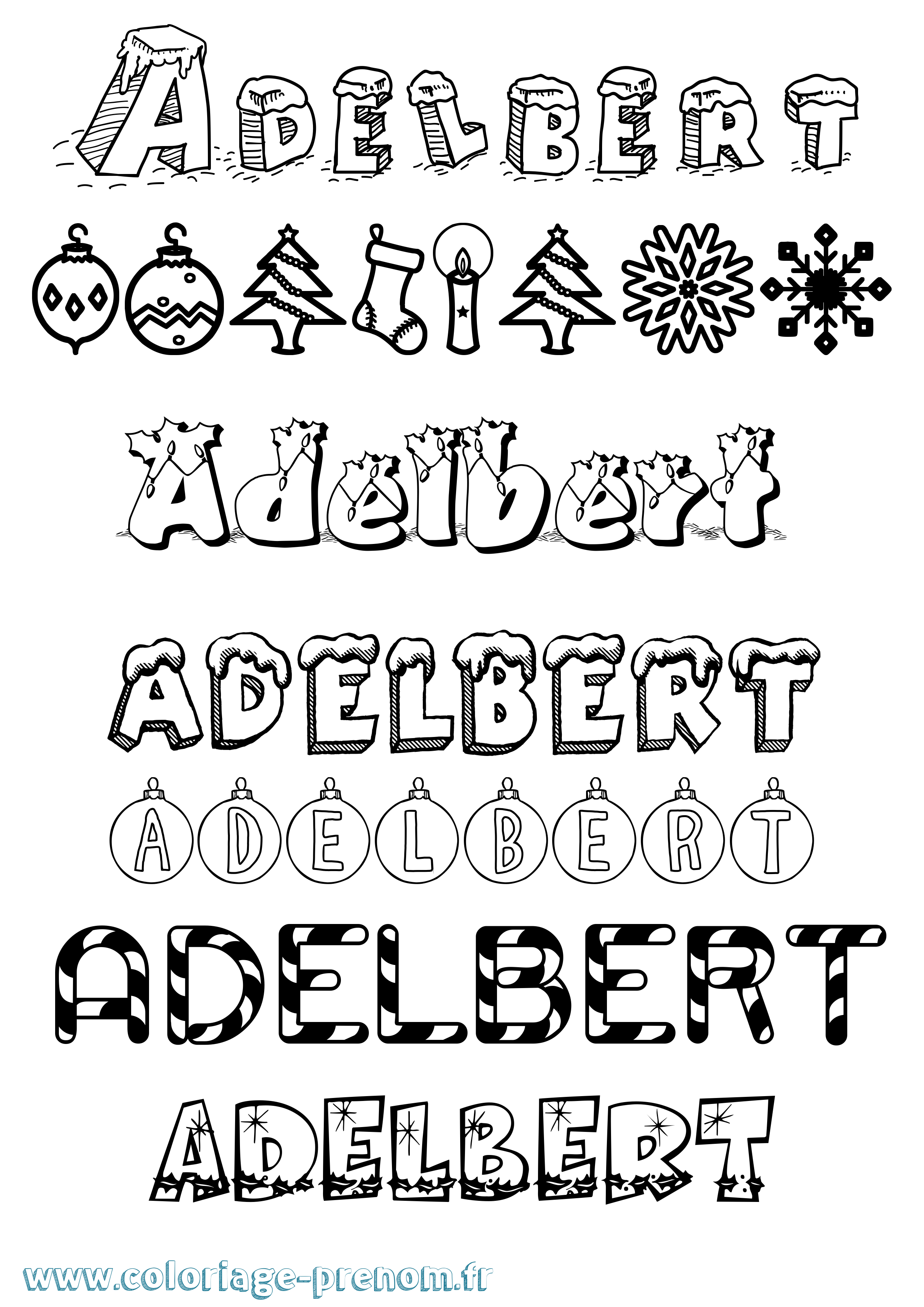 Coloriage prénom Adelbert Noël