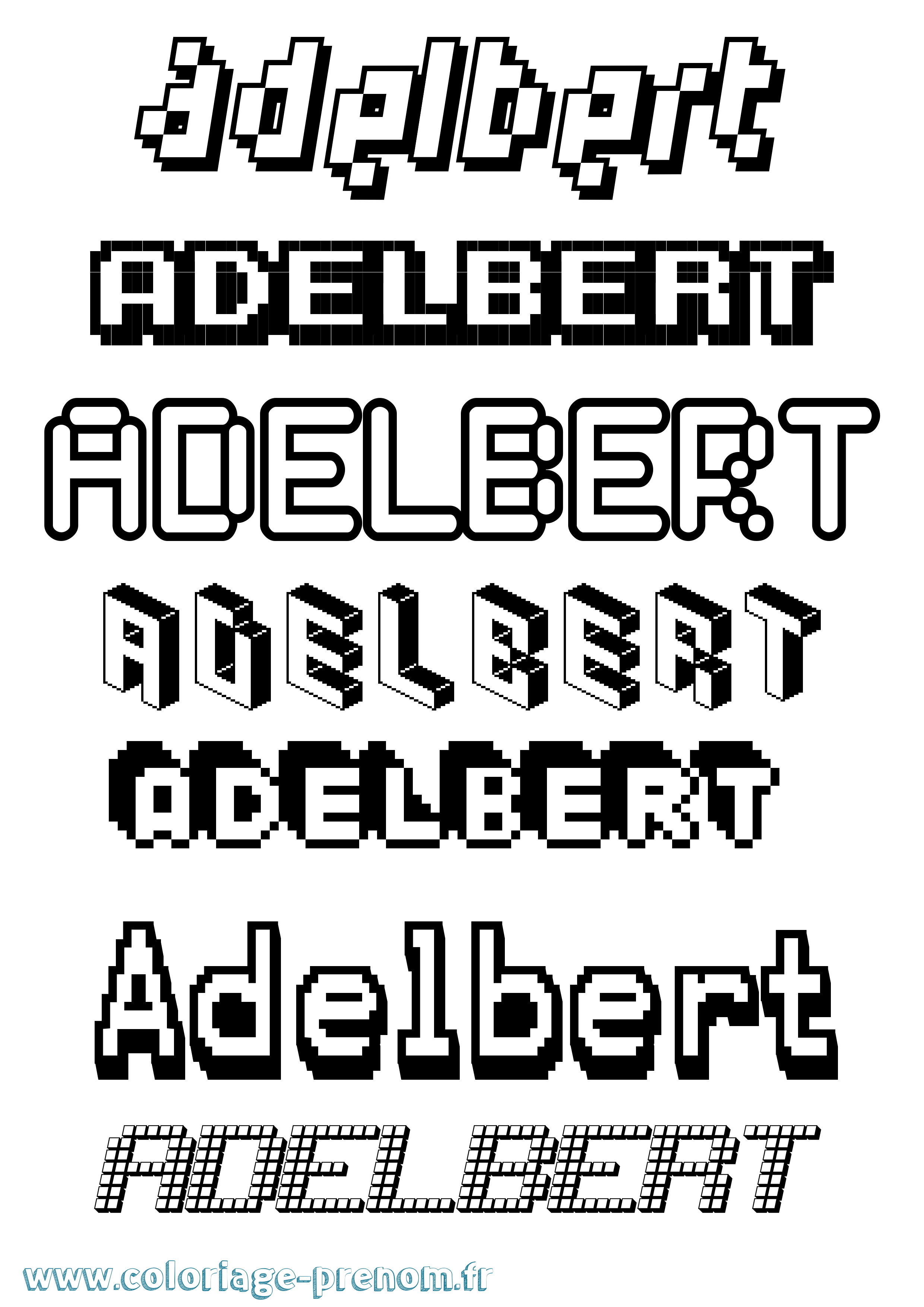 Coloriage prénom Adelbert Pixel