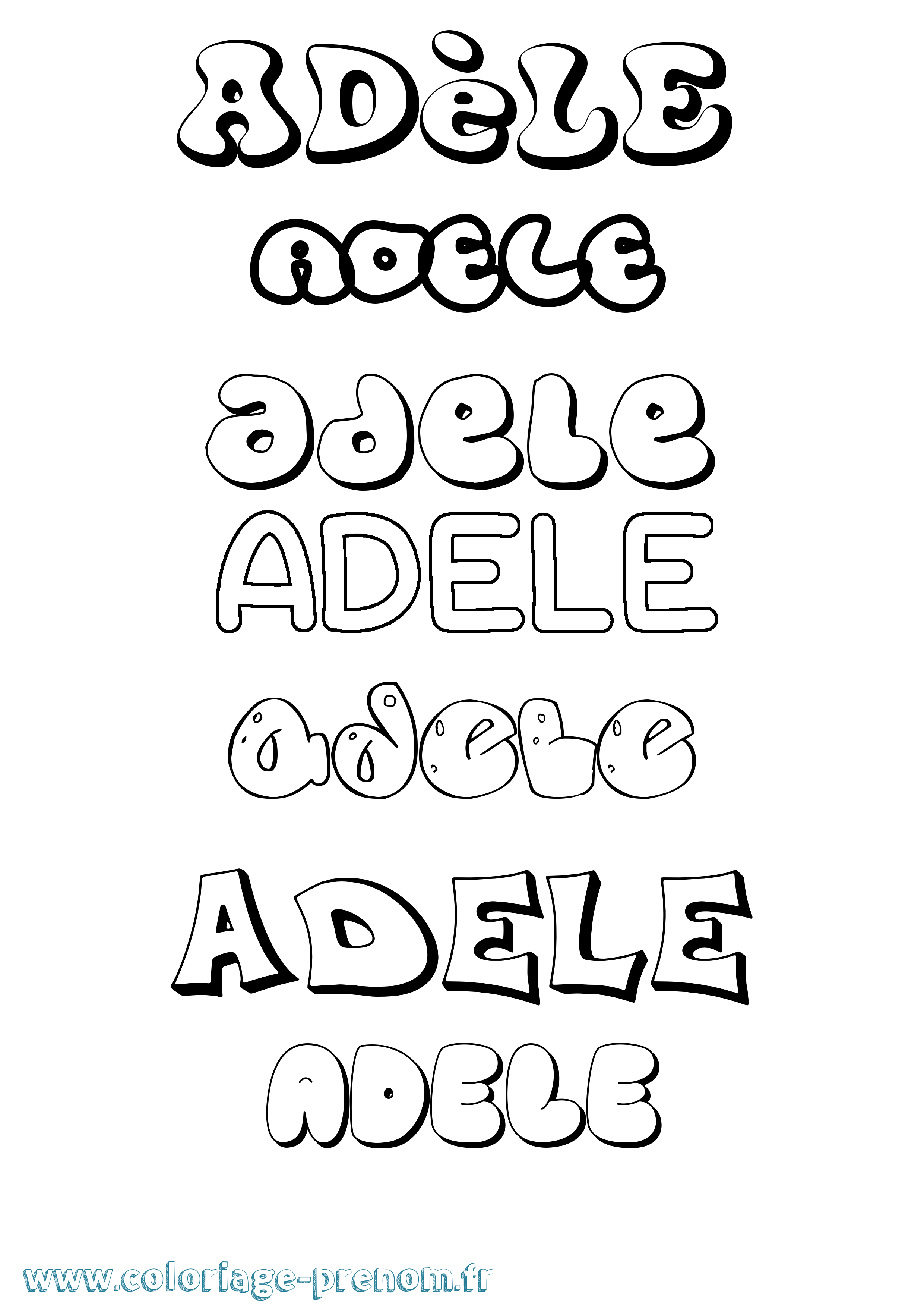 Coloriage prénom Adèle Bubble